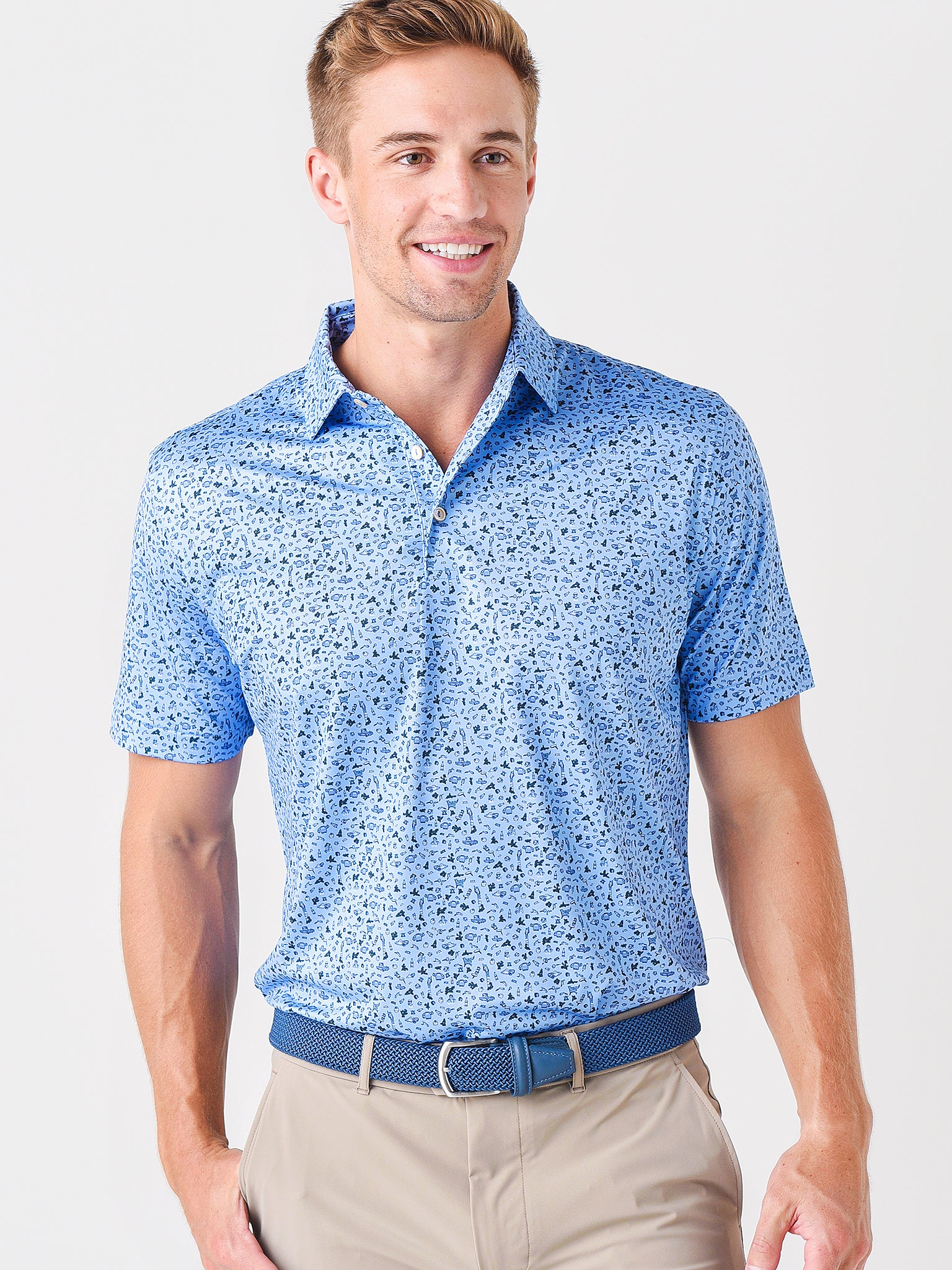 Peter Millar Crown Sport Men's Mae Performance Jersey Polo - Saint Bernard