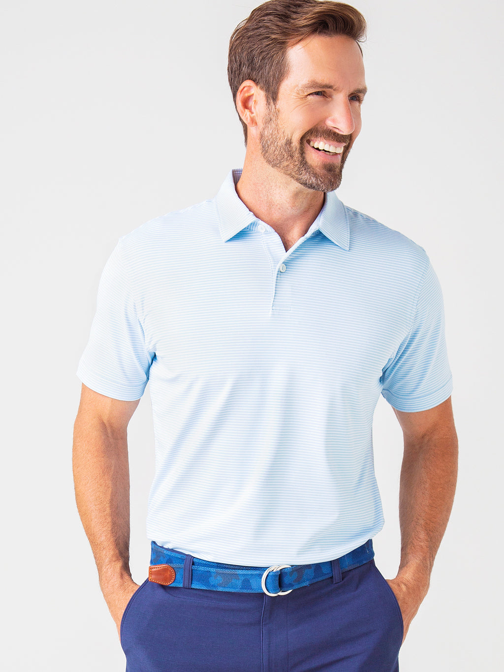 Peter Millar Crown Crafted Men's Bullock Performance Polo - Saint Bernard