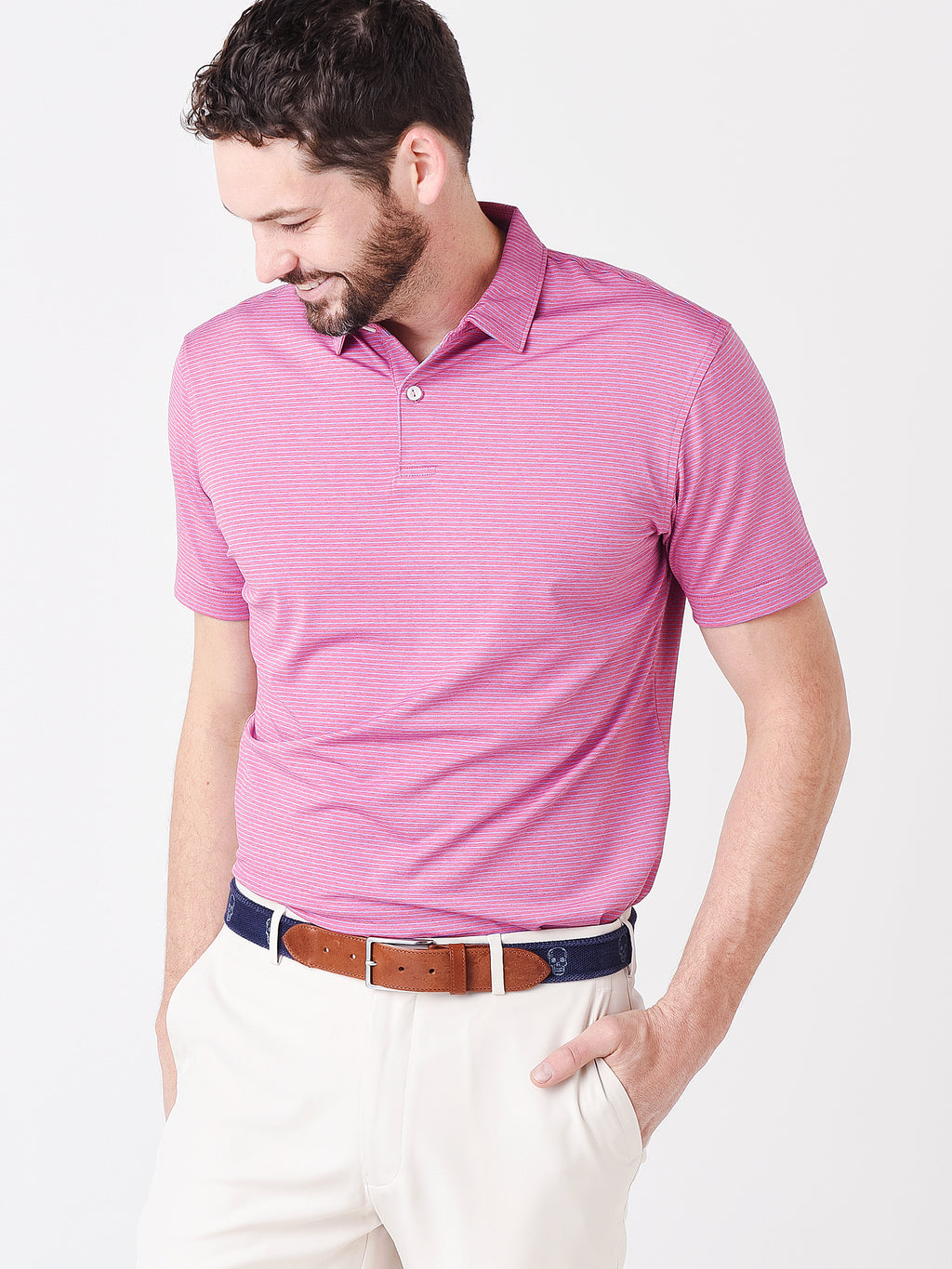 Peter Millar Crown Crafted Men's Bullock Performance Polo - Saint Bernard