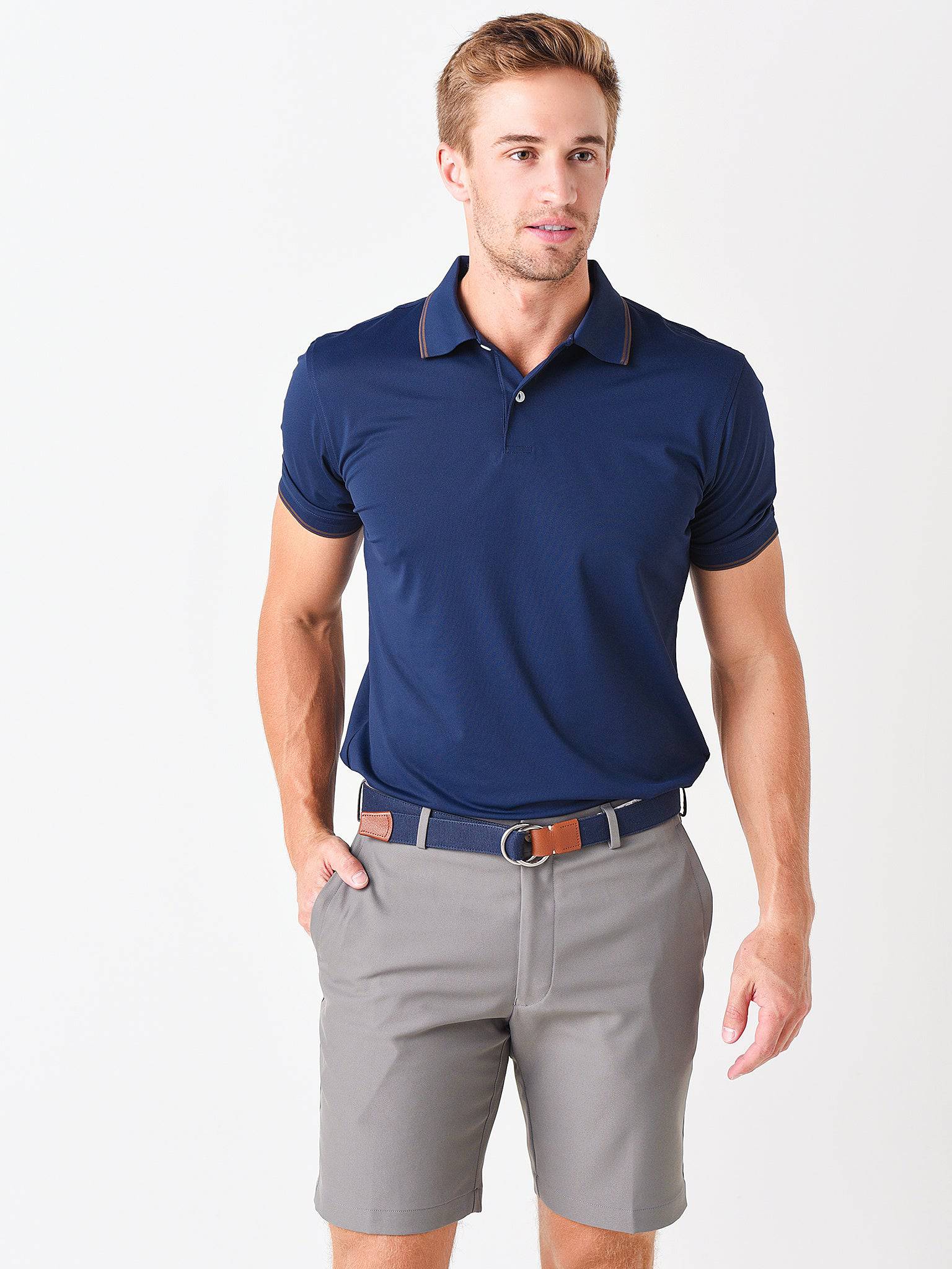 Peter Millar Crown Crafted Men's Bridge Performance Mesh Polo - Saint Bernard