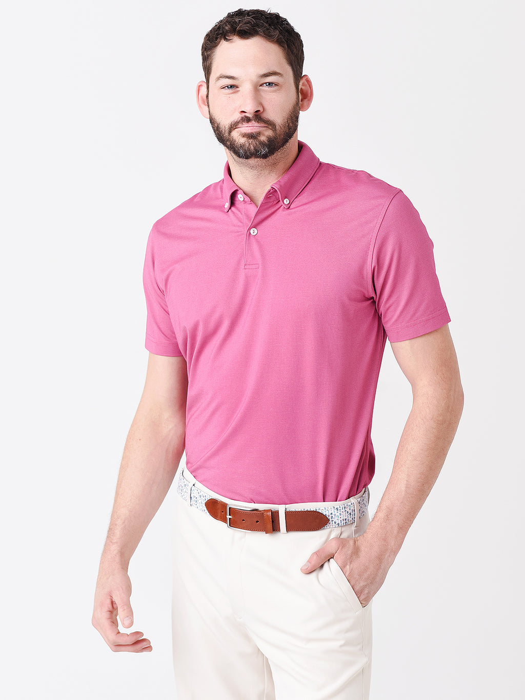 Peter Millar Crown Crafted Men's Ace Cotton-Blend Piqué Polo - Saint Bernard