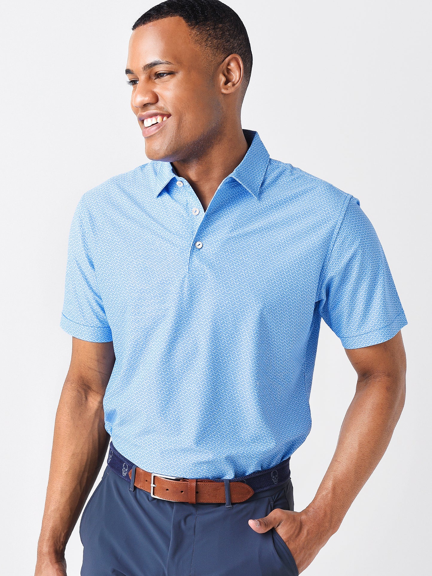 Peter Millar Crown Sport Men's Wylie Performance Mesh Polo - Saint Bernard