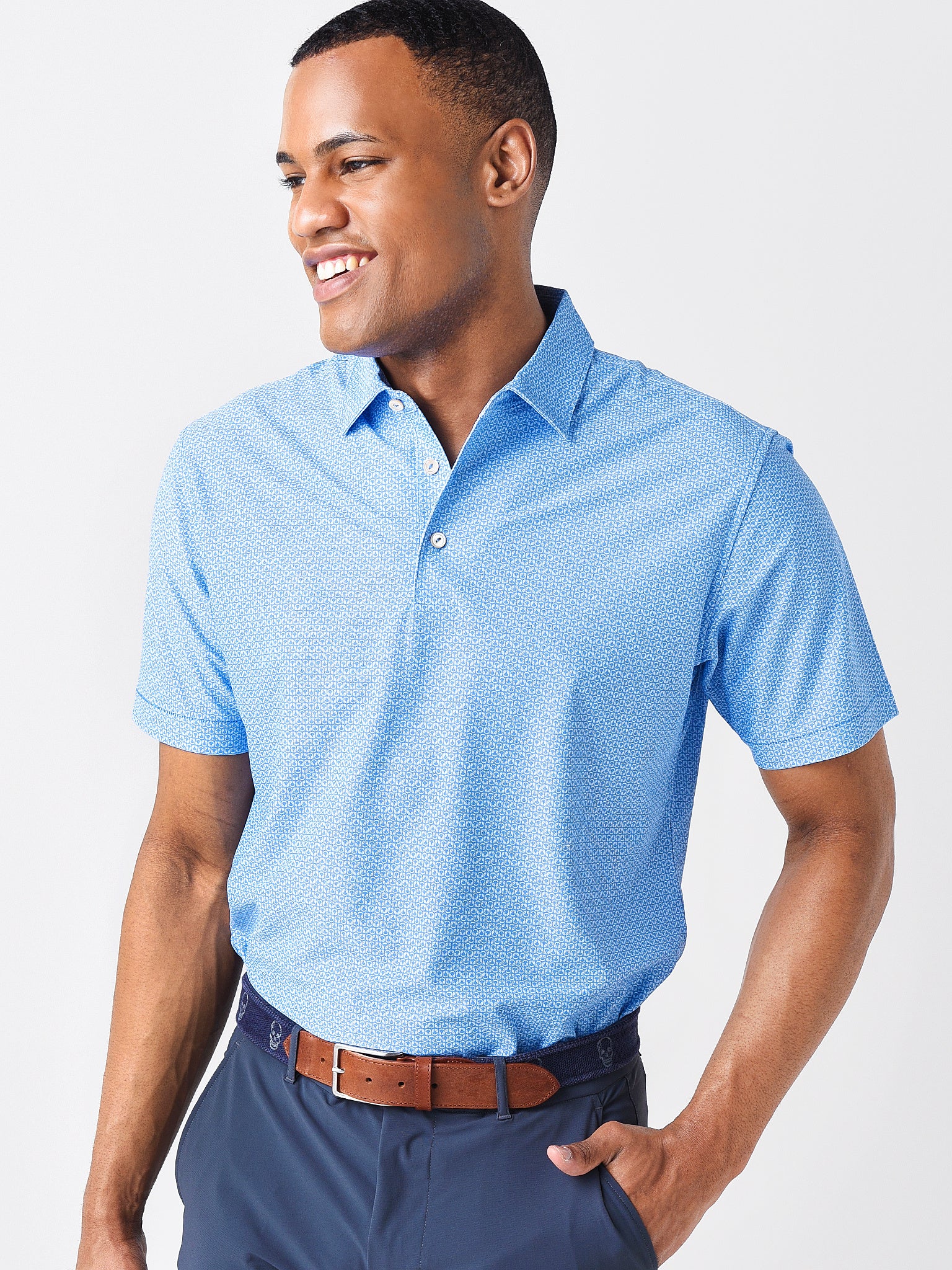 Peter Millar Crown Sport Men's Wylie Performance Mesh Polo - Saint Bernard