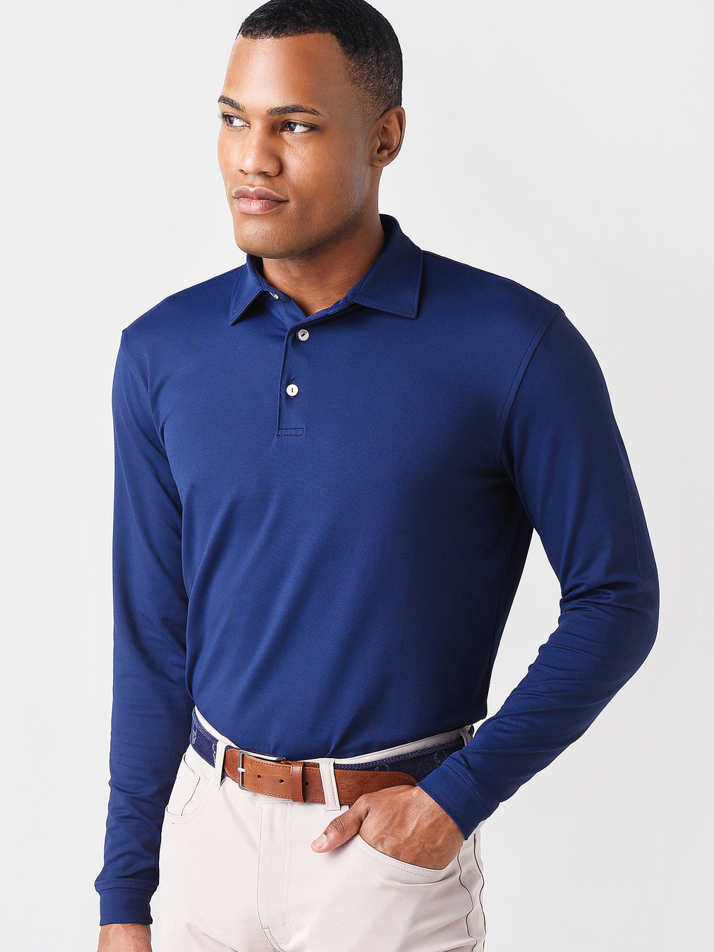 Peter Millar Crown Sport Men's Lyons Long Sleeve Performance Polo - Saint Bernard