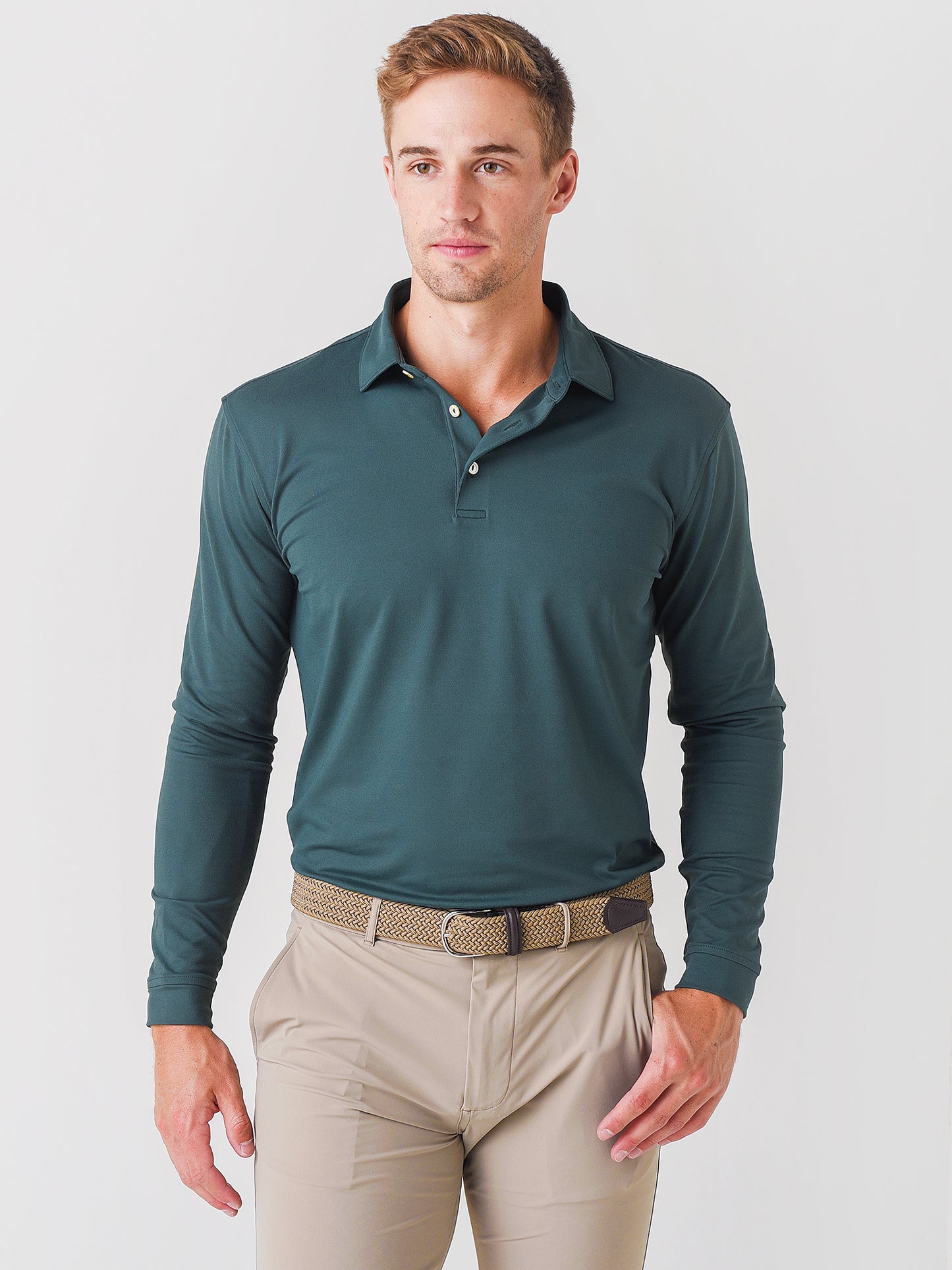 Peter Millar Crown Sport Men's Lyons Long Sleeve Performance Polo - Saint Bernard