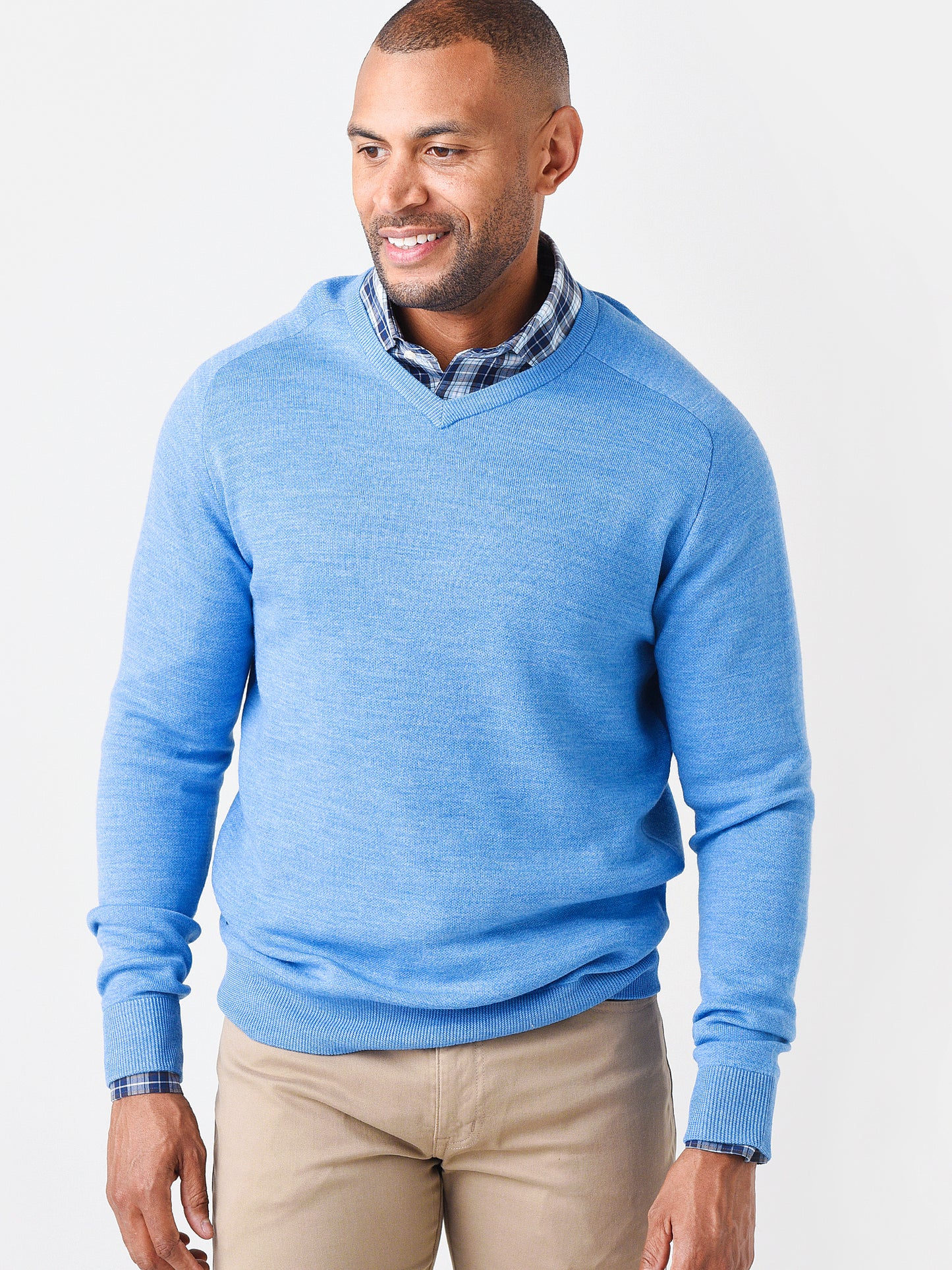 Peter Millar Men's Crown Crafted Interlock V-Neck Sweater - Saint Bernard