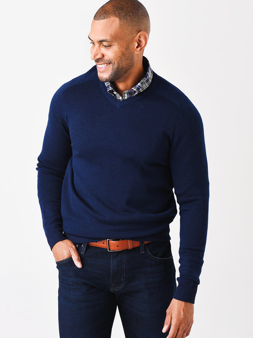 Peter Millar Men's Crown Crafted Interlock V-Neck Sweater