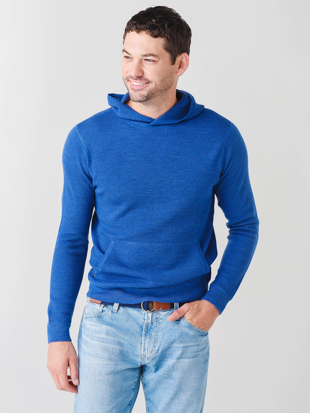 Peter Millar Crown Crafted Men's Merino Waffle Hoodie - Saint Bernard