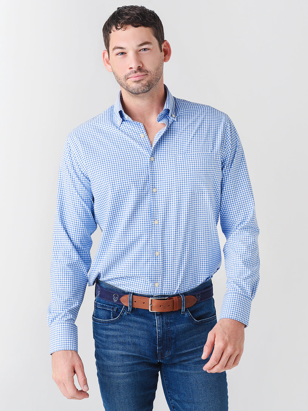 Peter Millar Crown Sport Men's Performance Poplin Sport Shirt - Saint Bernard