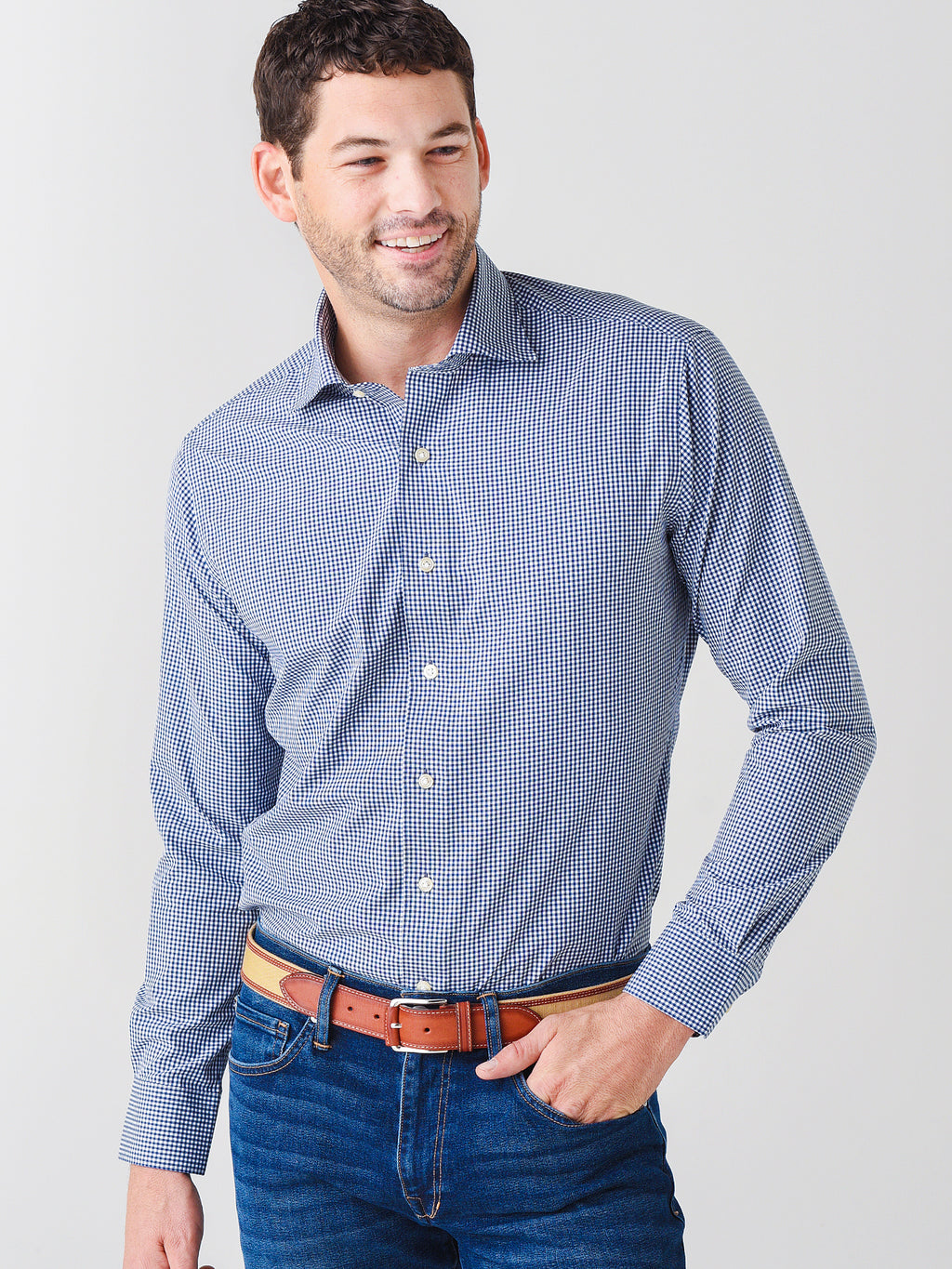 Peter Millar Men's Crown Crafted Ammons Performance Poplin Sport Shirt - Saint Bernard