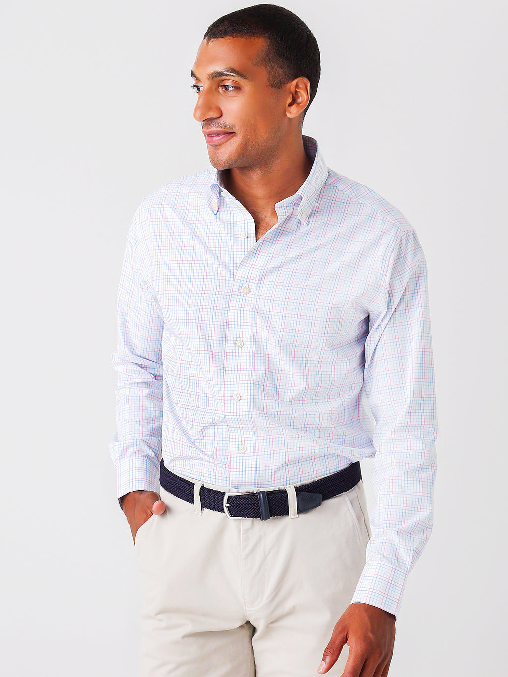 Peter Millar Crown Crafted Men's Big Sid Performance Poplin Sport Shirt - Saint Bernard