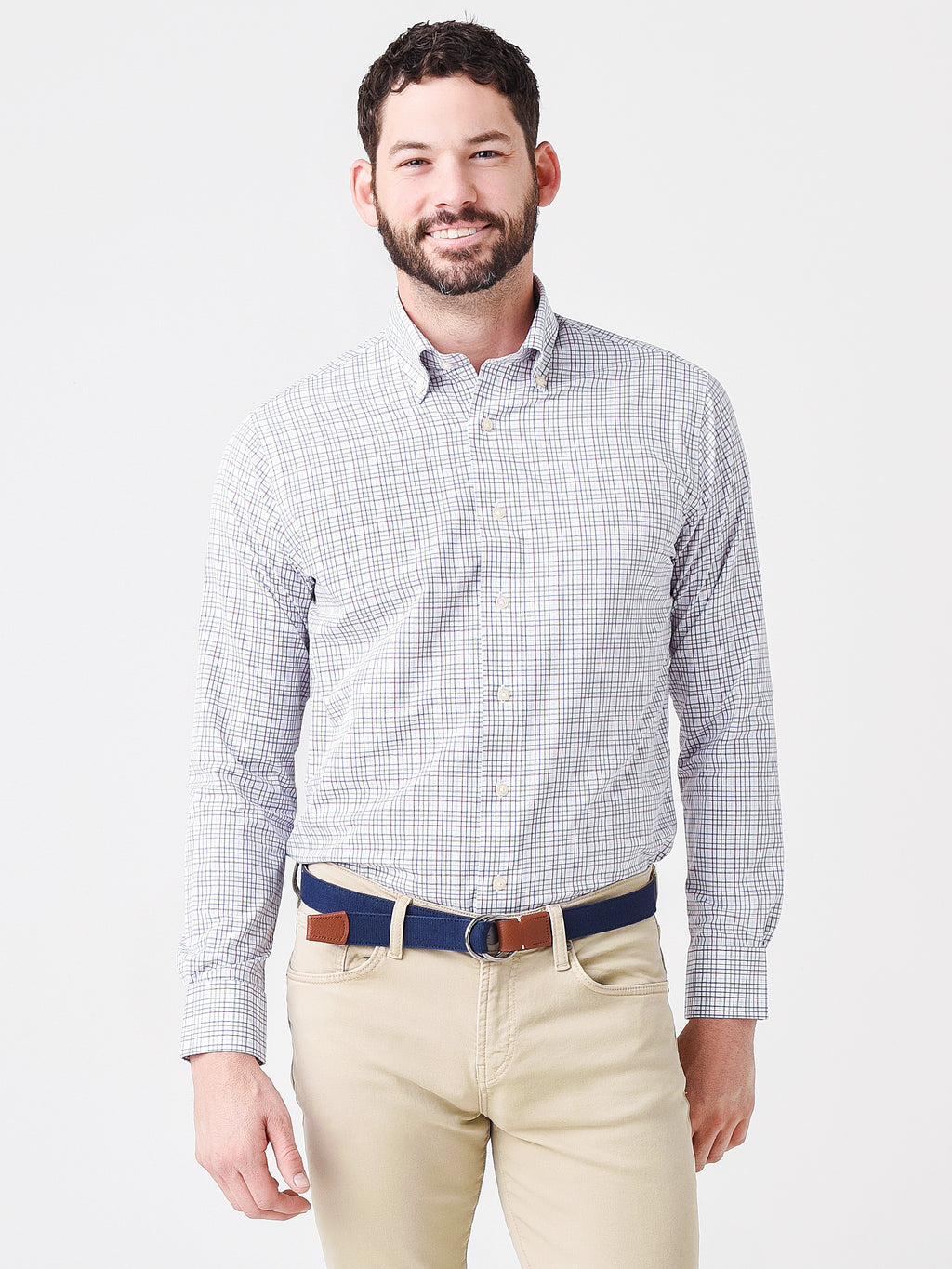 Peter Millar Crown Crafted Men's Big Sid Performance Poplin Sport Shirt - Saint Bernard
