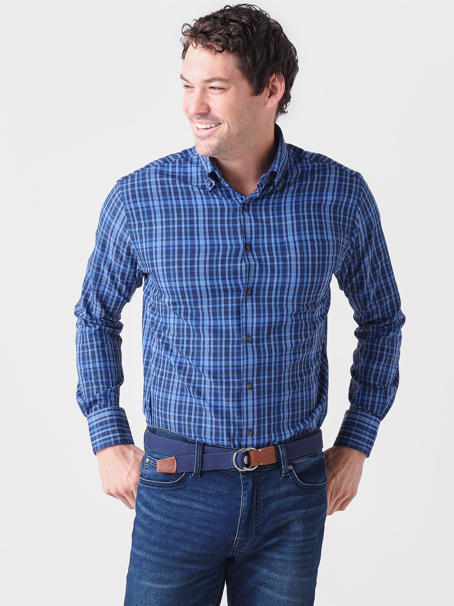 Peter Millar Crown Sport Men's Performance Flannel Markham Sport Shirt - Saint Bernard