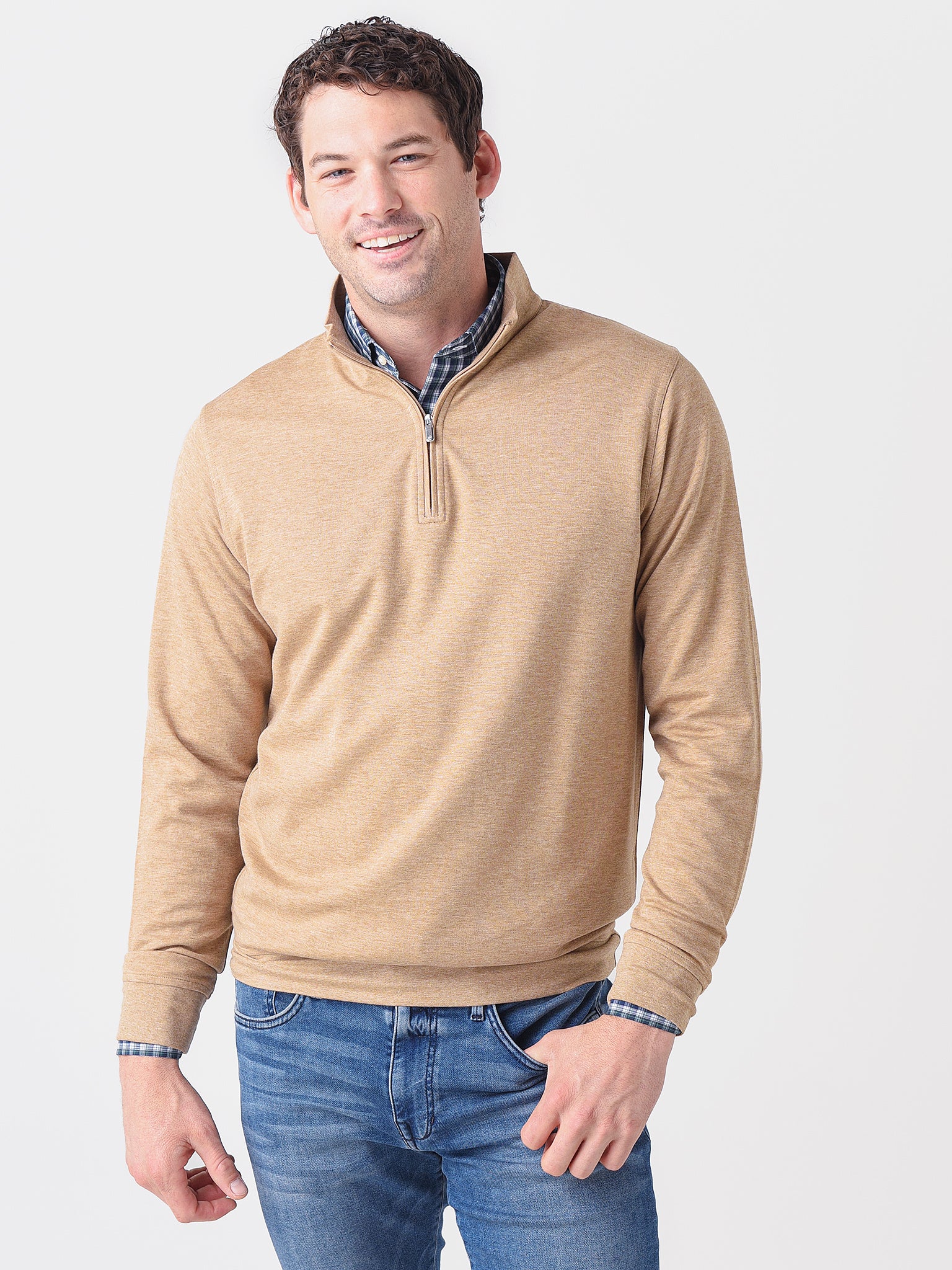 Peter Millar Crown Men's Crown Comfort Interlock Quarter-Zip Sweater - Saint Bernard