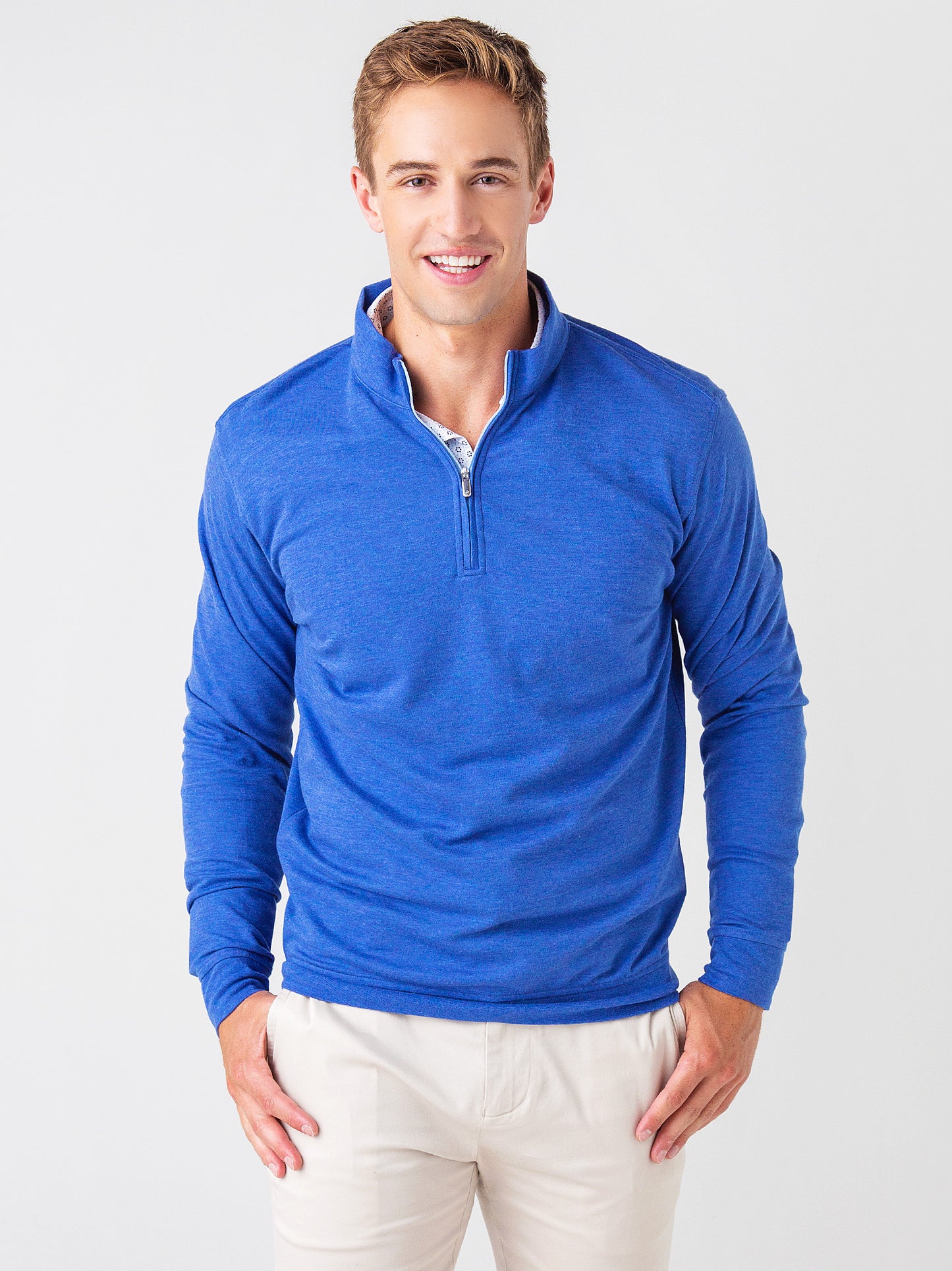 Peter Millar Crown Men's Crown Comfort Interlock Quarter-Zip Sweater - Saint Bernard