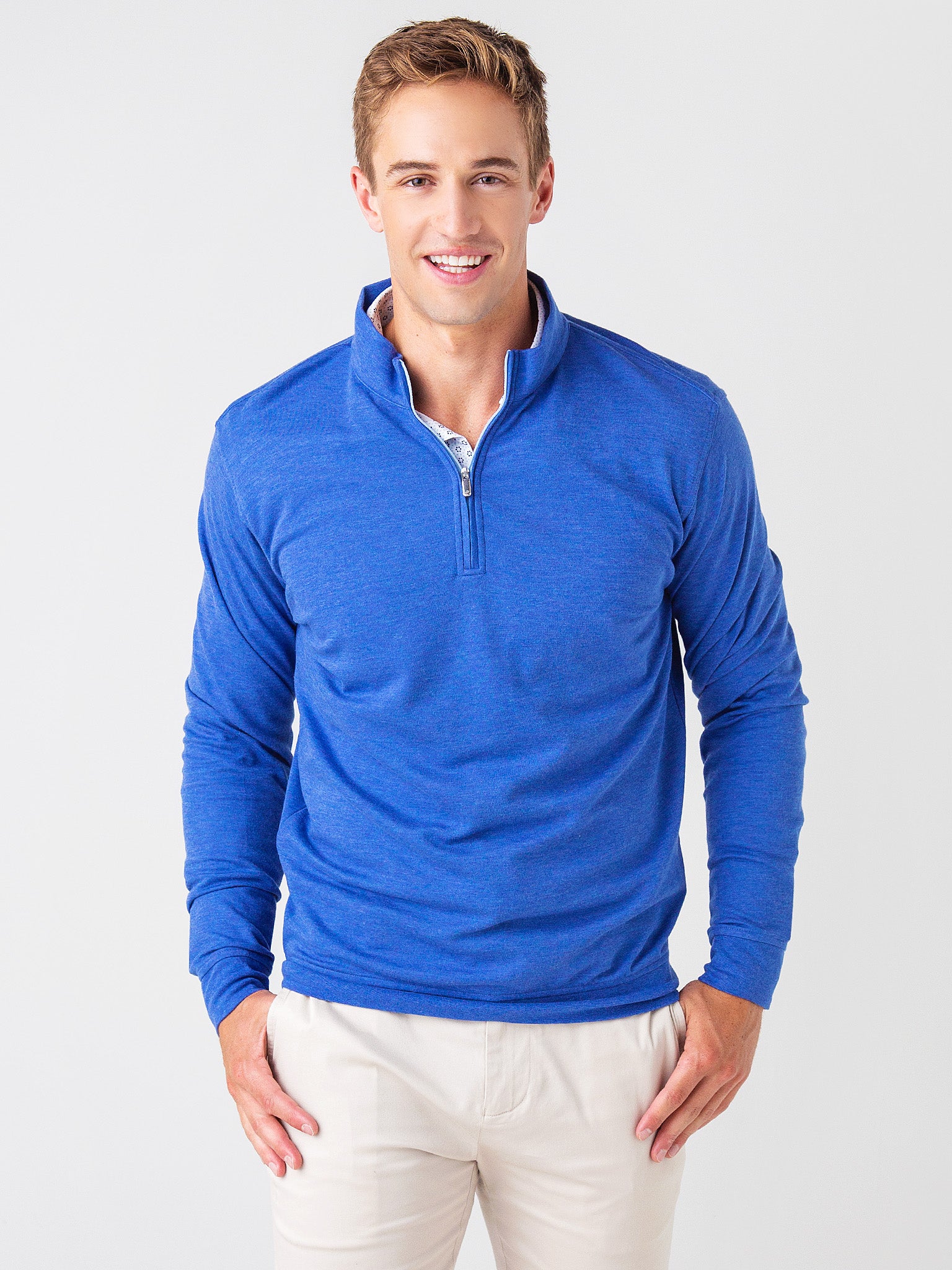 Peter Millar Crown Men's Crown Comfort Interlock Quarter-Zip Sweater - Saint Bernard