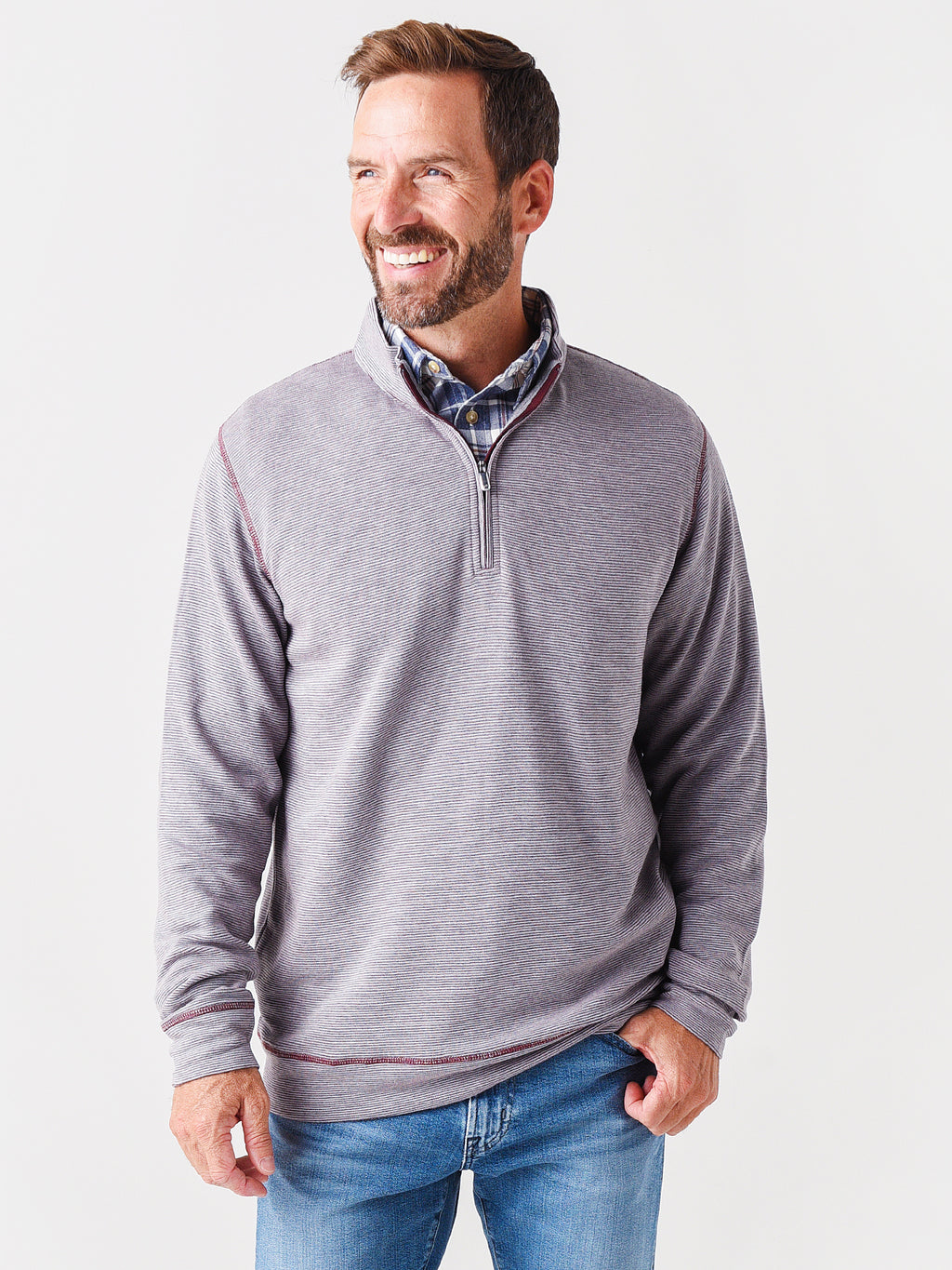 Peter Millar Crown Men's Comfort Ottoman Interlock Quarter-Zip - Saint Bernard
