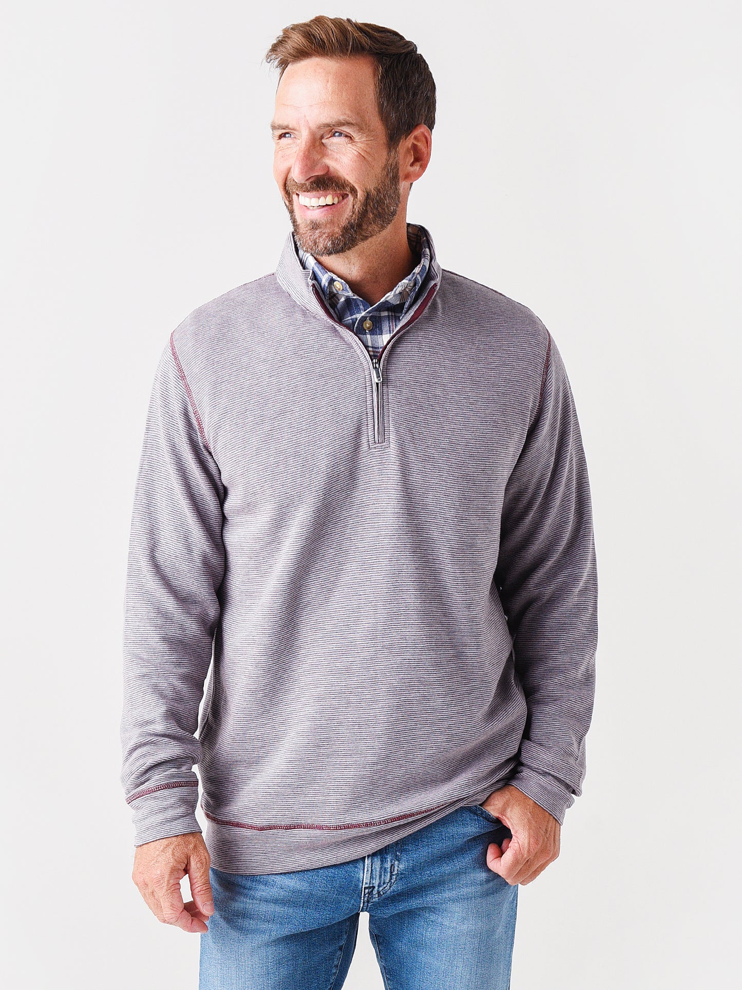 Peter Millar Crown Men's Comfort Ottoman Interlock Quarter-Zip - Saint Bernard