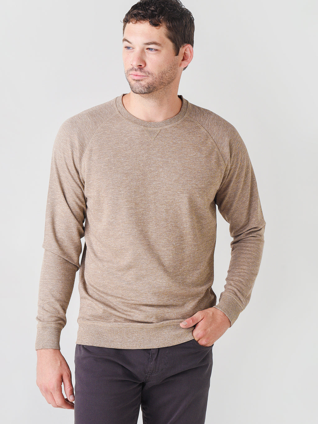 Peter Millar Crown Men's Interlock Jaspe Crew - Saint Bernard