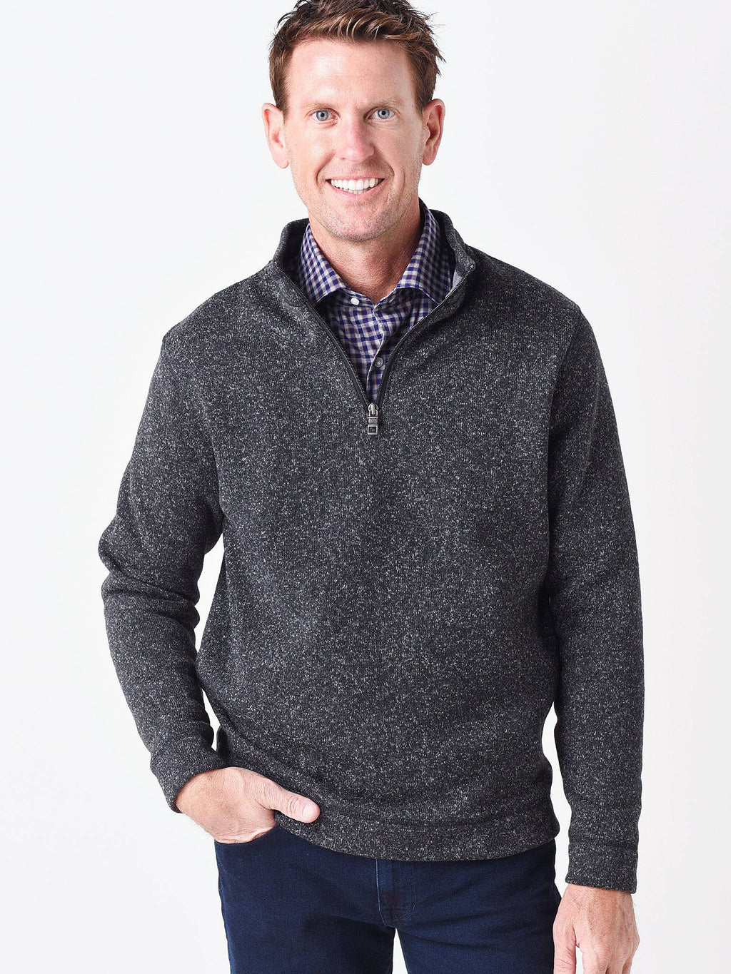 Peter Millar Crown Men's Fleece Quarter-Zip Sweater - Saint Bernard