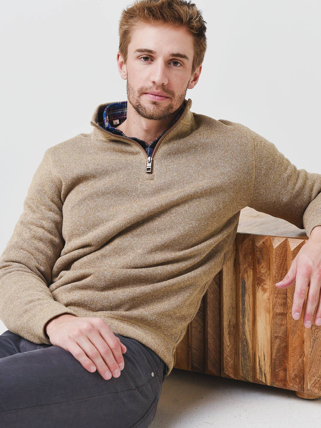 Peter Millar Crown Men's Fleece Quarter-Zip Sweater - Saint Bernard