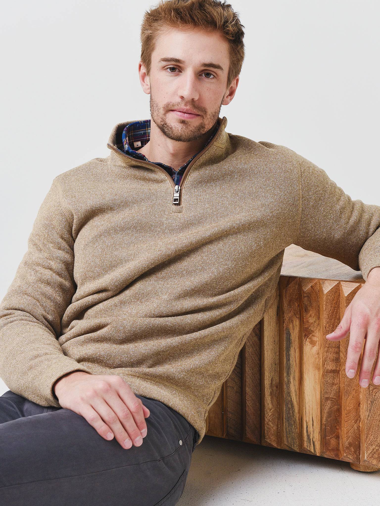 Peter Millar Crown Men's Fleece Quarter-Zip Sweater - Saint Bernard
