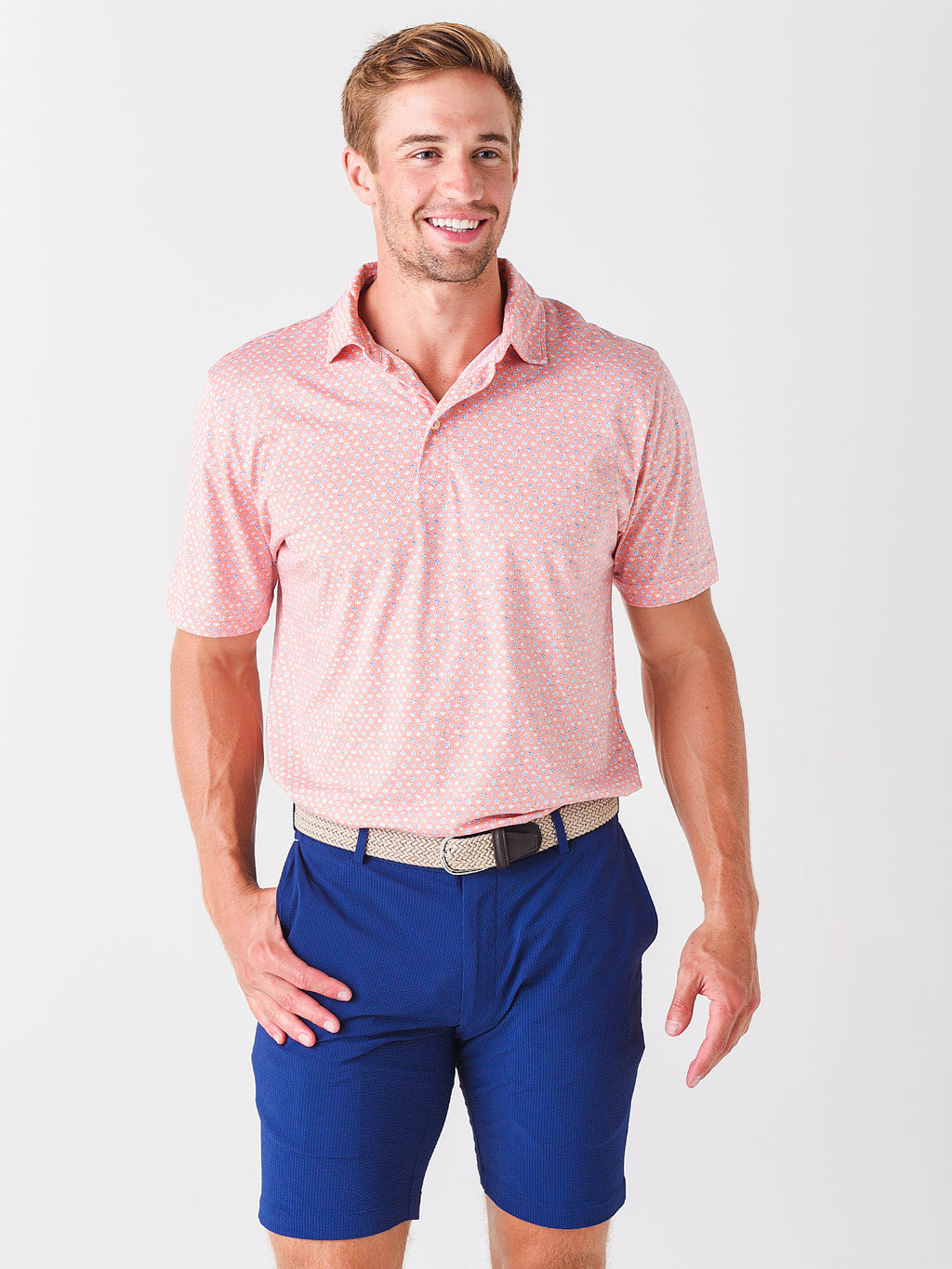 Peter Millar Seaside Men's Sea Urchins Aqua Cotton Polo - Saint Bernard