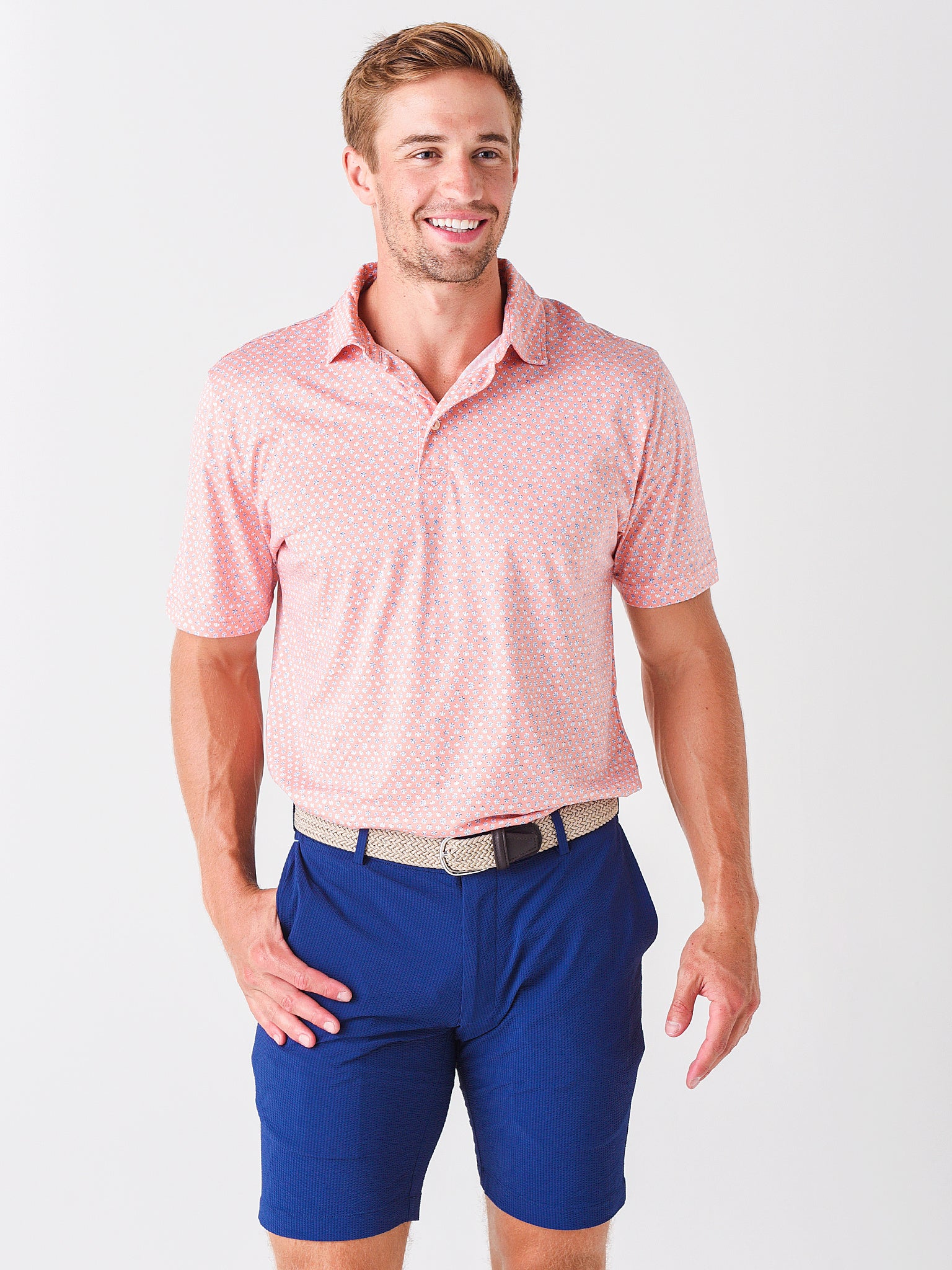 Peter Millar Seaside Men's Sea Urchins Aqua Cotton Polo - Saint Bernard