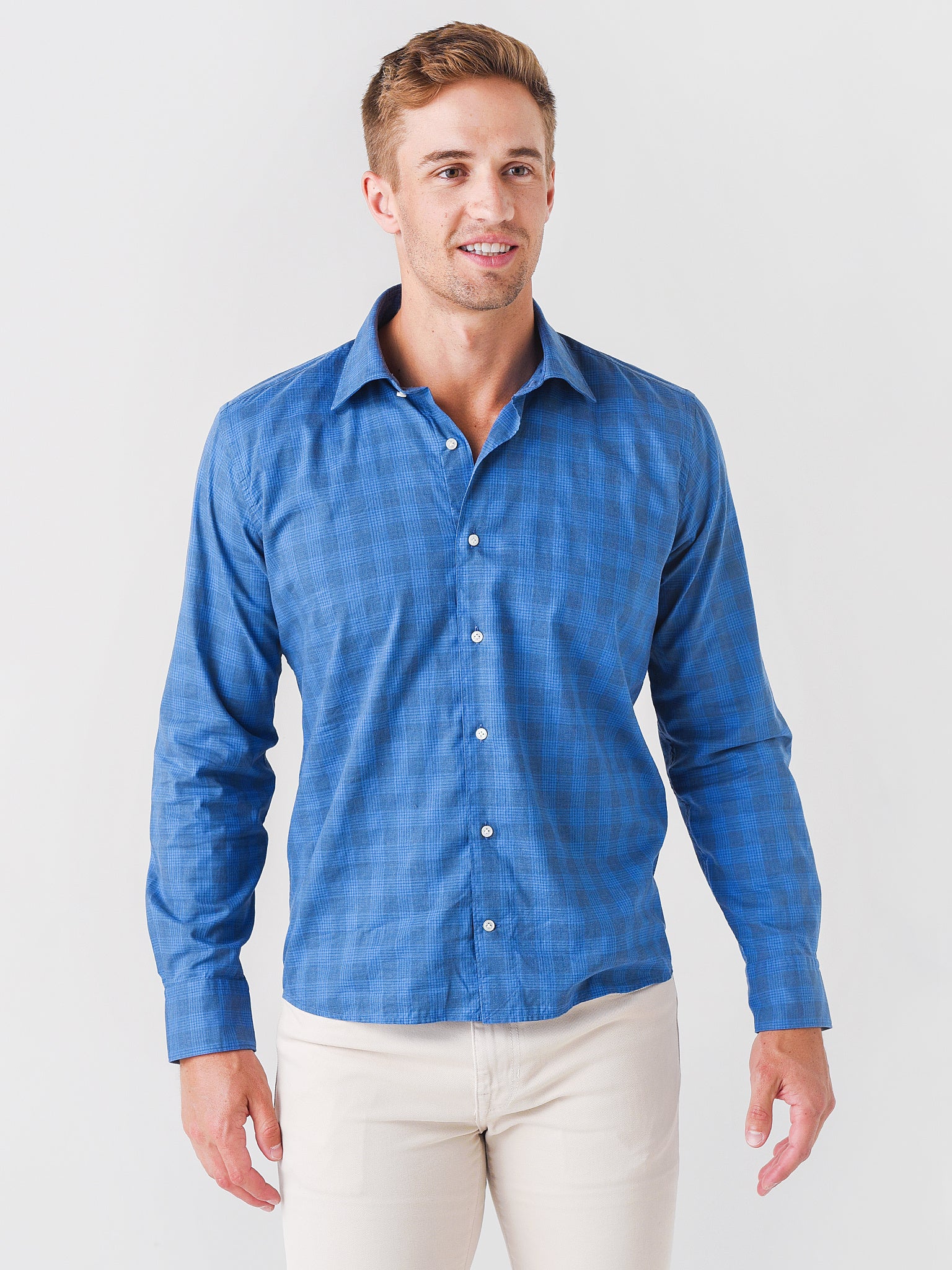 Peter Millar Collection Men's Snowcap Check Sport Shirt - Saint Bernard