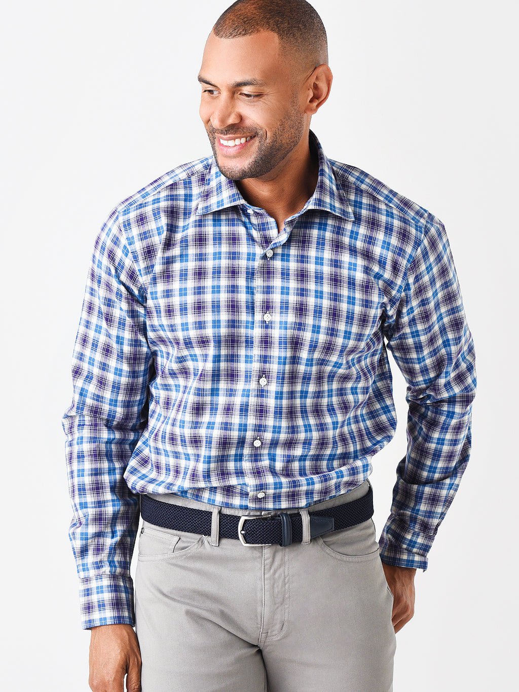 Peter Millar Men's Collection Crest Check Sport Shirt - Saint Bernard