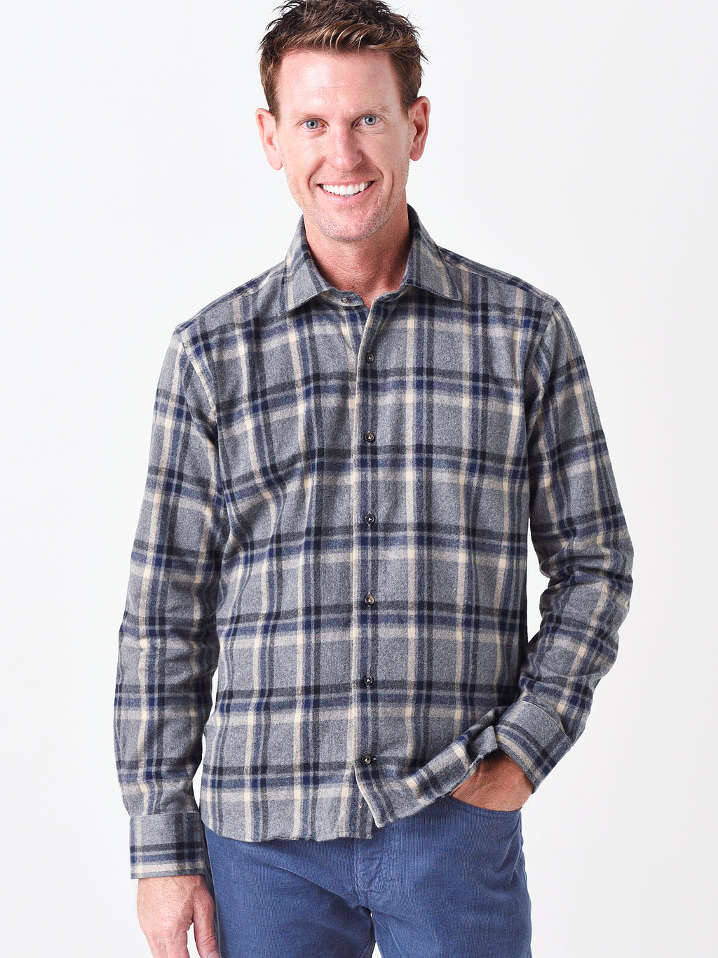 Peter Millar Collection Men's Traverse Japanese Flannel Sport Shirt - Saint Bernard