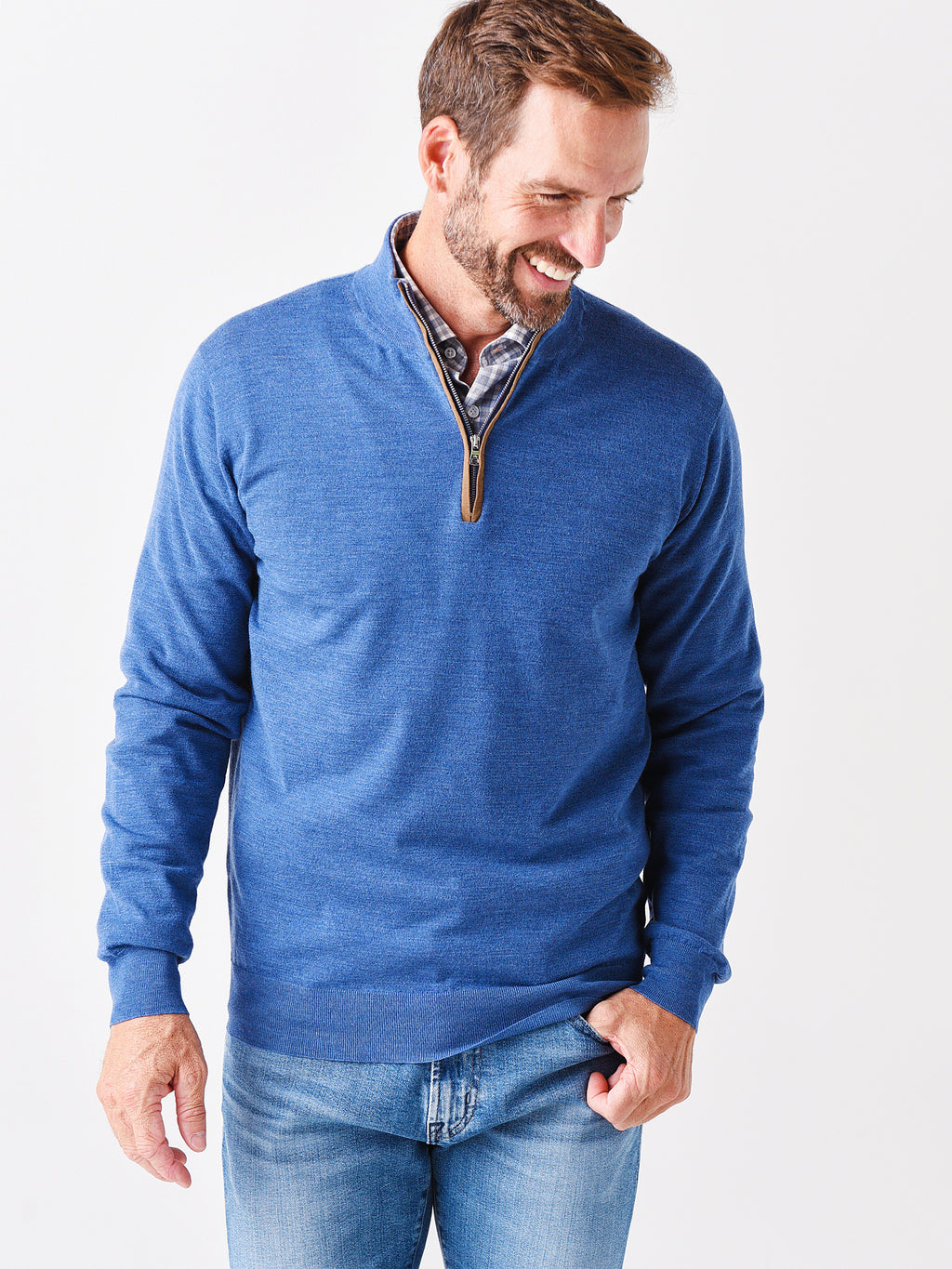 Peter Millar Collection Men's Excursionist Flex Quarter-Zip Sweater - Saint Bernard