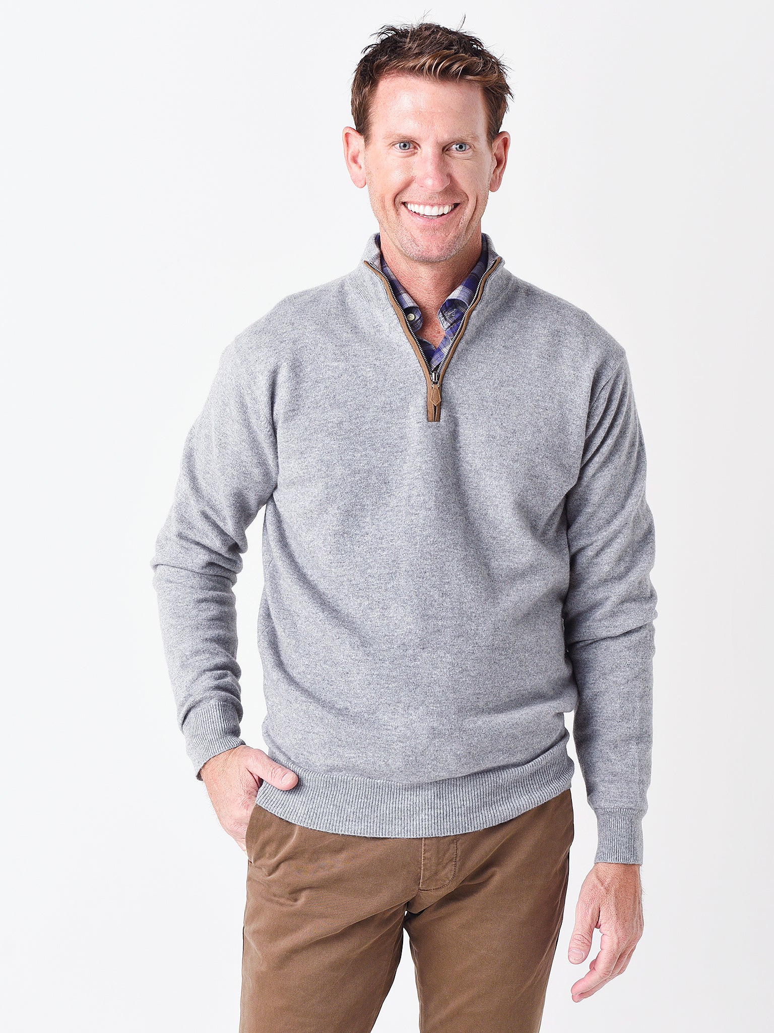Peter Millar Collection Men's Artisan Crafted Cashmere Flex Quarter-Zip Pullover - Saint Bernard