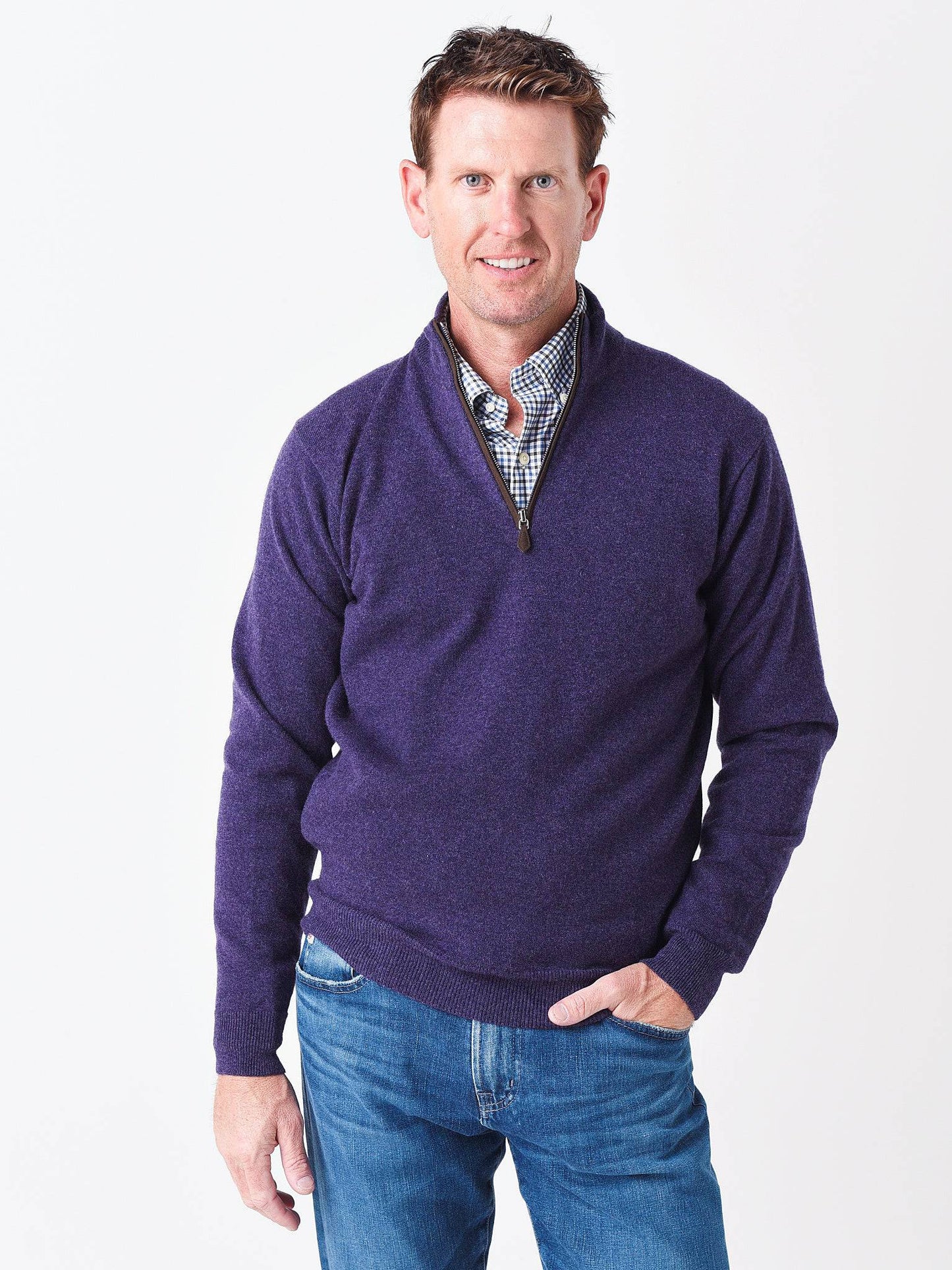 Peter Millar Collection Men's Artisan Crafted Cashmere Flex Quarter-Zip Pullover - Saint Bernard