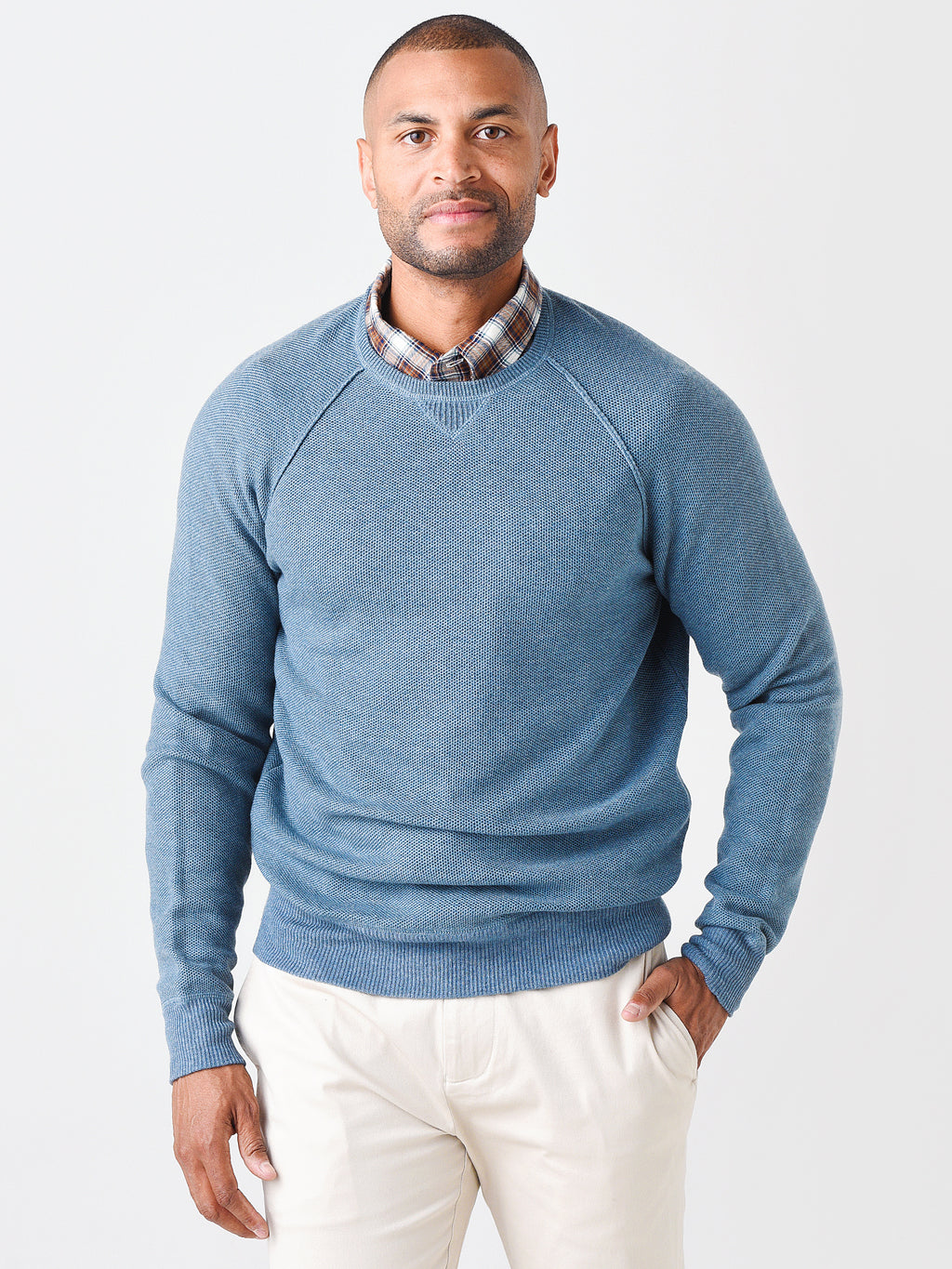 Peter Millar Crown Men's Cotton Merino Honeycomb Crew Sweater - Saint Bernard