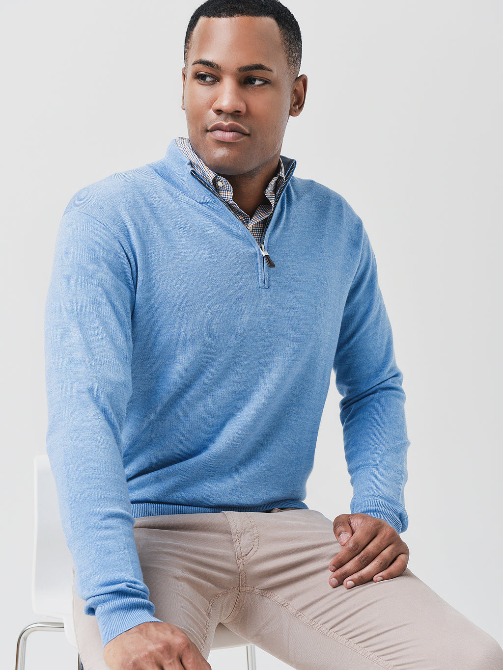 Peter Millar Crown Men's Soft Merino-Silk Quarter-Zip Pullover - Saint Bernard
