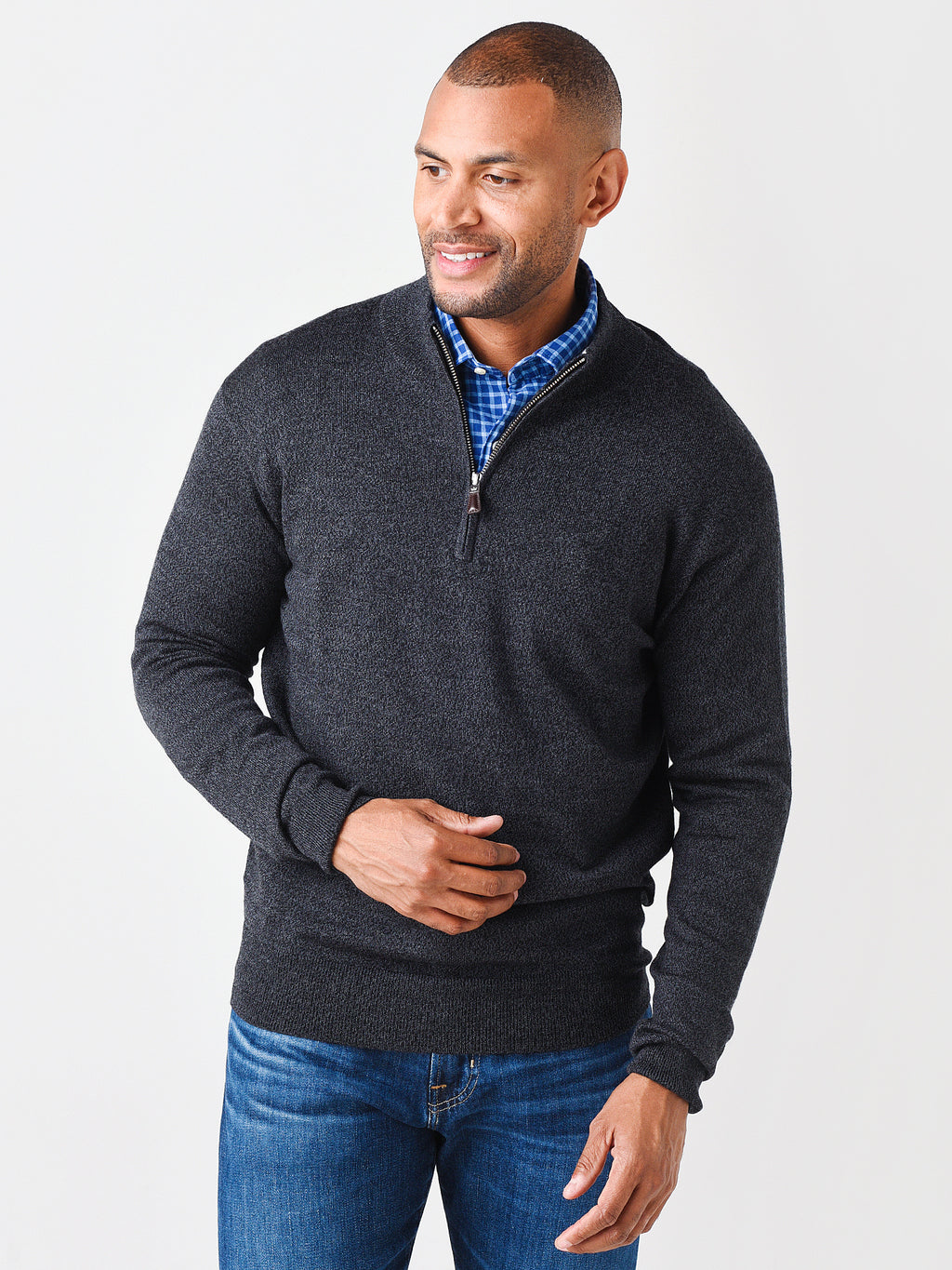 Peter Millar Crown Men's Soft Merino-Silk Quarter-Zip Pullover - Saint Bernard