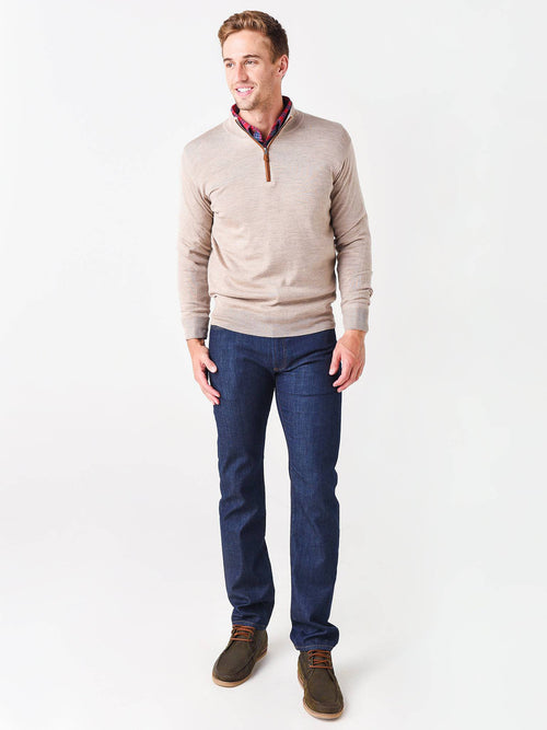 Peter Millar Crown Men's Soft Suede Trim Quarter-Zip Pullover