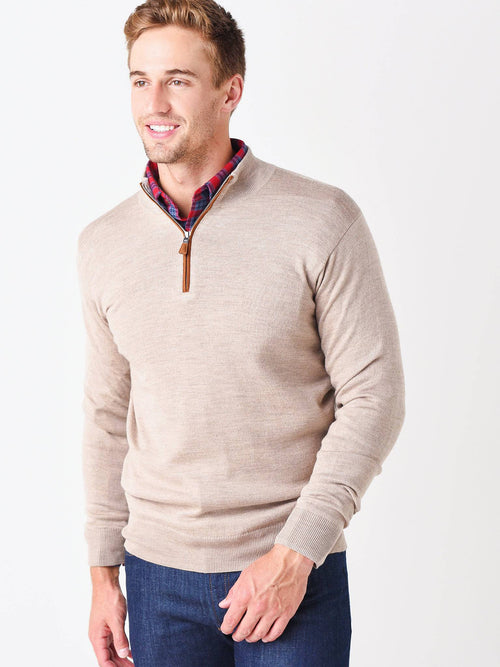 Peter Millar Crown Men's Soft Suede Trim Quarter-Zip Pullover