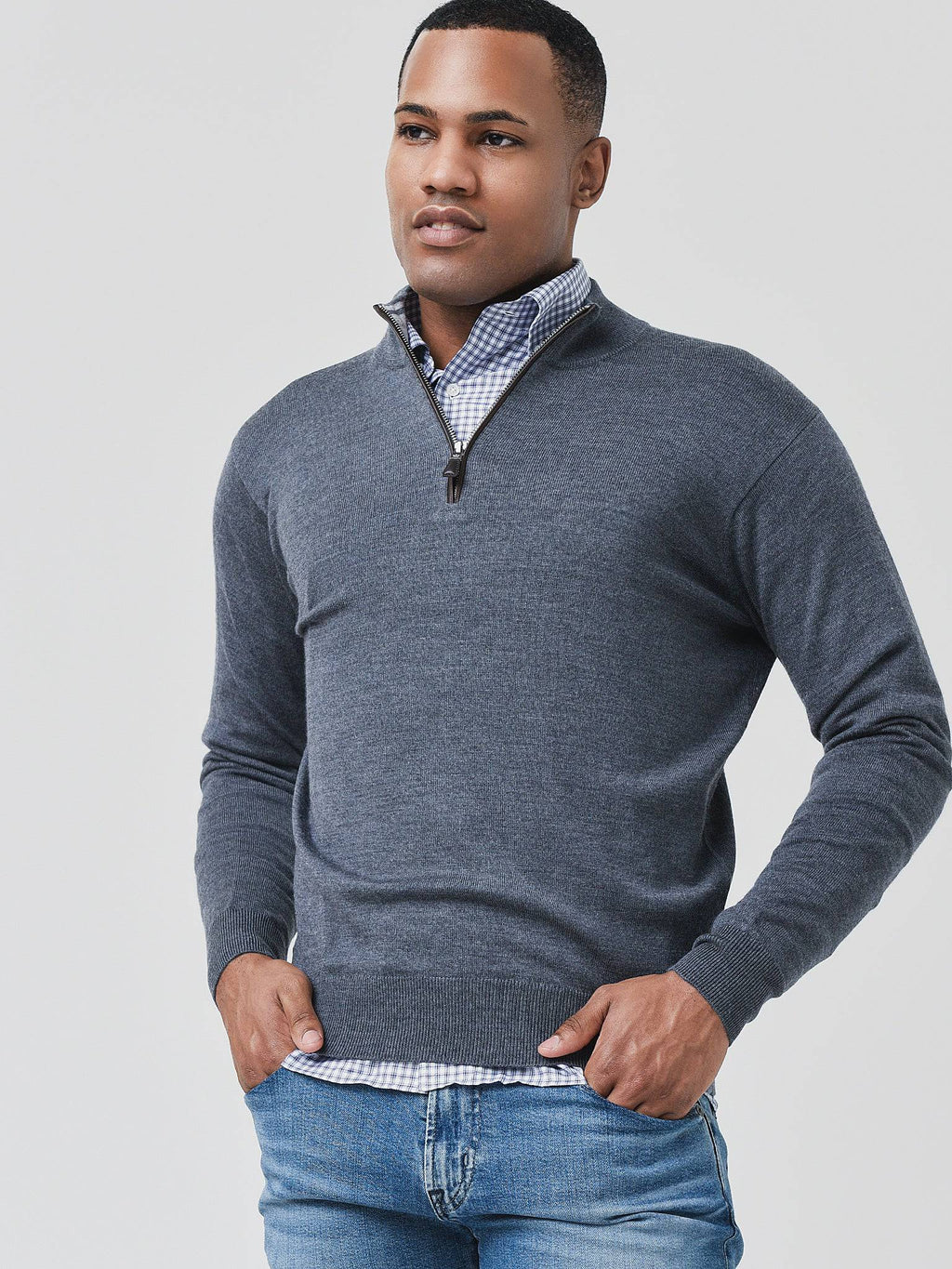 Peter Millar Crown Men's Soft Nappa Trim Quarter-Zip Pullover - Saint Bernard