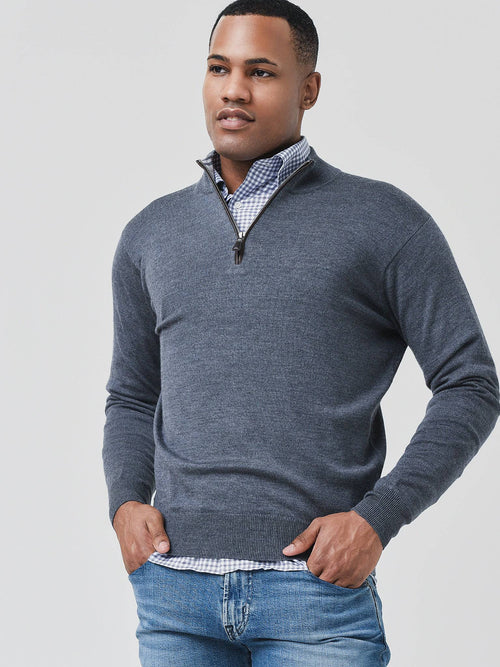 Peter Millar Crown Men's Soft Nappa Trim Quarter-Zip Pullover