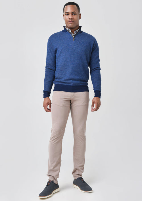 Peter Millar Crown Men's Two-Color Broken Jersey Quarter-Zip Pullover