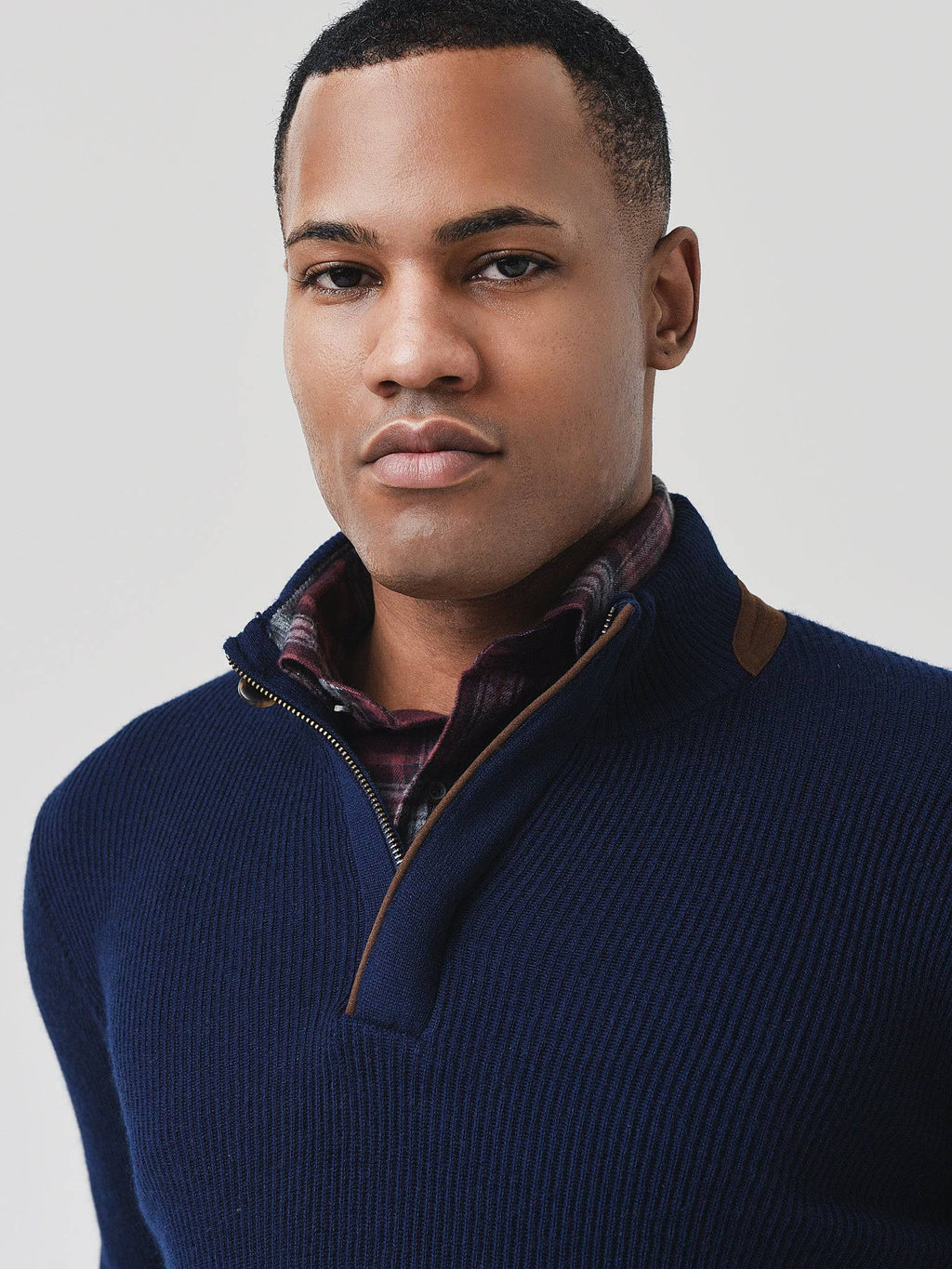 Peter Millar Crown Men's Merino-Cashmere Suede Trim Quarter-Zip Pullover - Saint Bernard