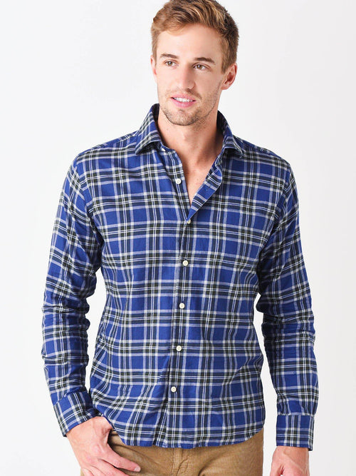 Peter Millar Crown Men's Autumn Soft Plaid Cotton Sport Shirt