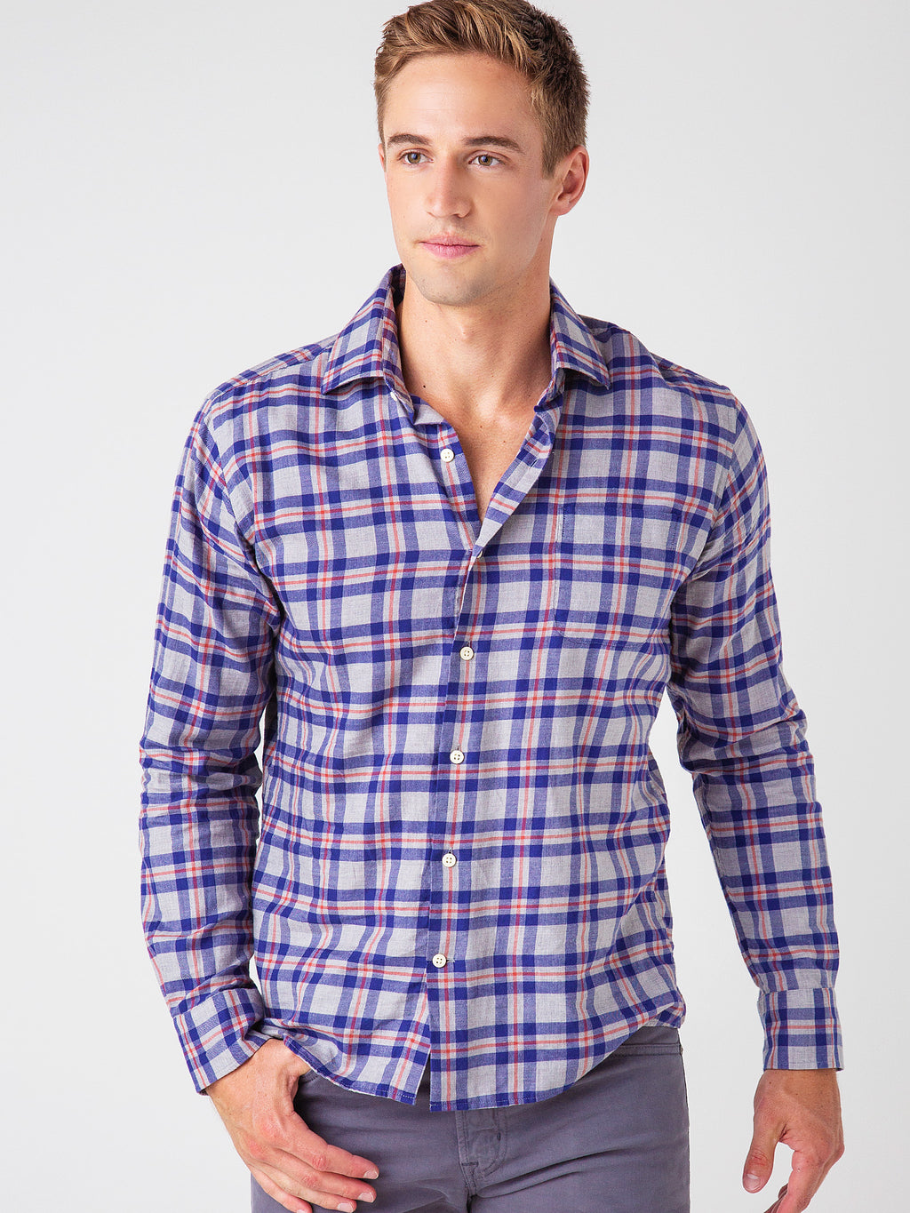 Peter Millar Crown Men's Autumn Soft Albert Cotton Sport Shirt - Saint Bernard