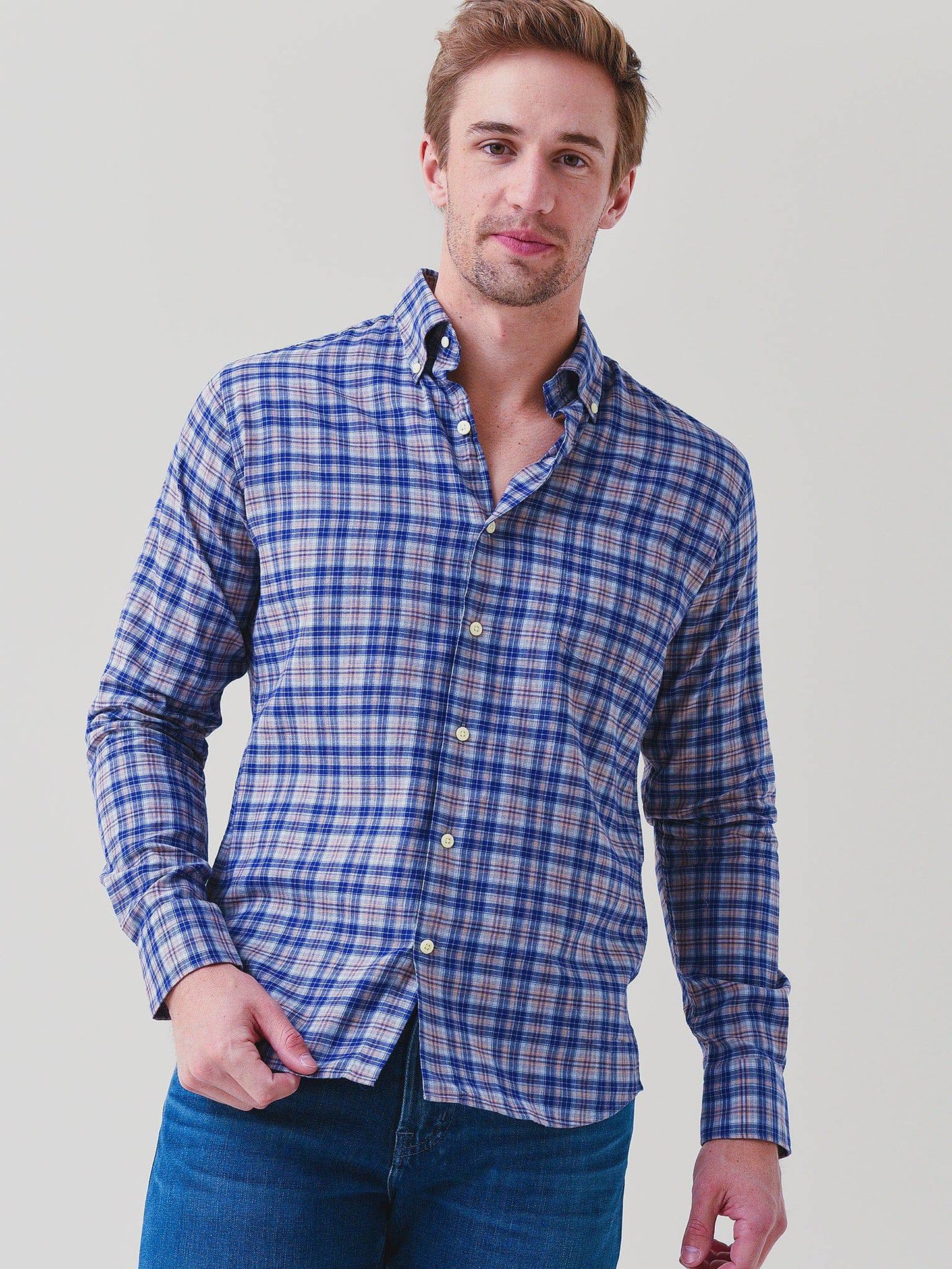 Peter Millar Crown Men's Autumn Soft Greenwood Cotton Sport Shirt - Saint Bernard