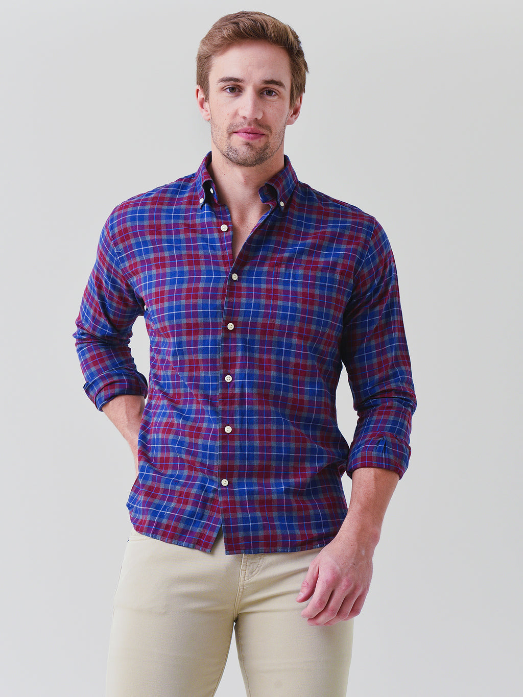 Peter Millar Crown Men's Autumn Soft Beaumont Cotton Sport Shirt - Saint Bernard