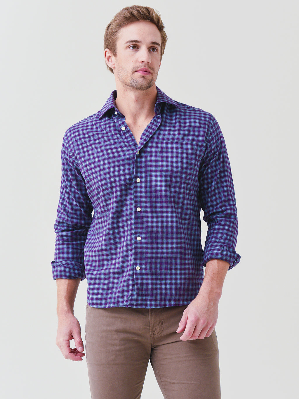Peter Millar Crown Men's Autumn Soft Camrose Cotton Sport Shirt - Saint Bernard
