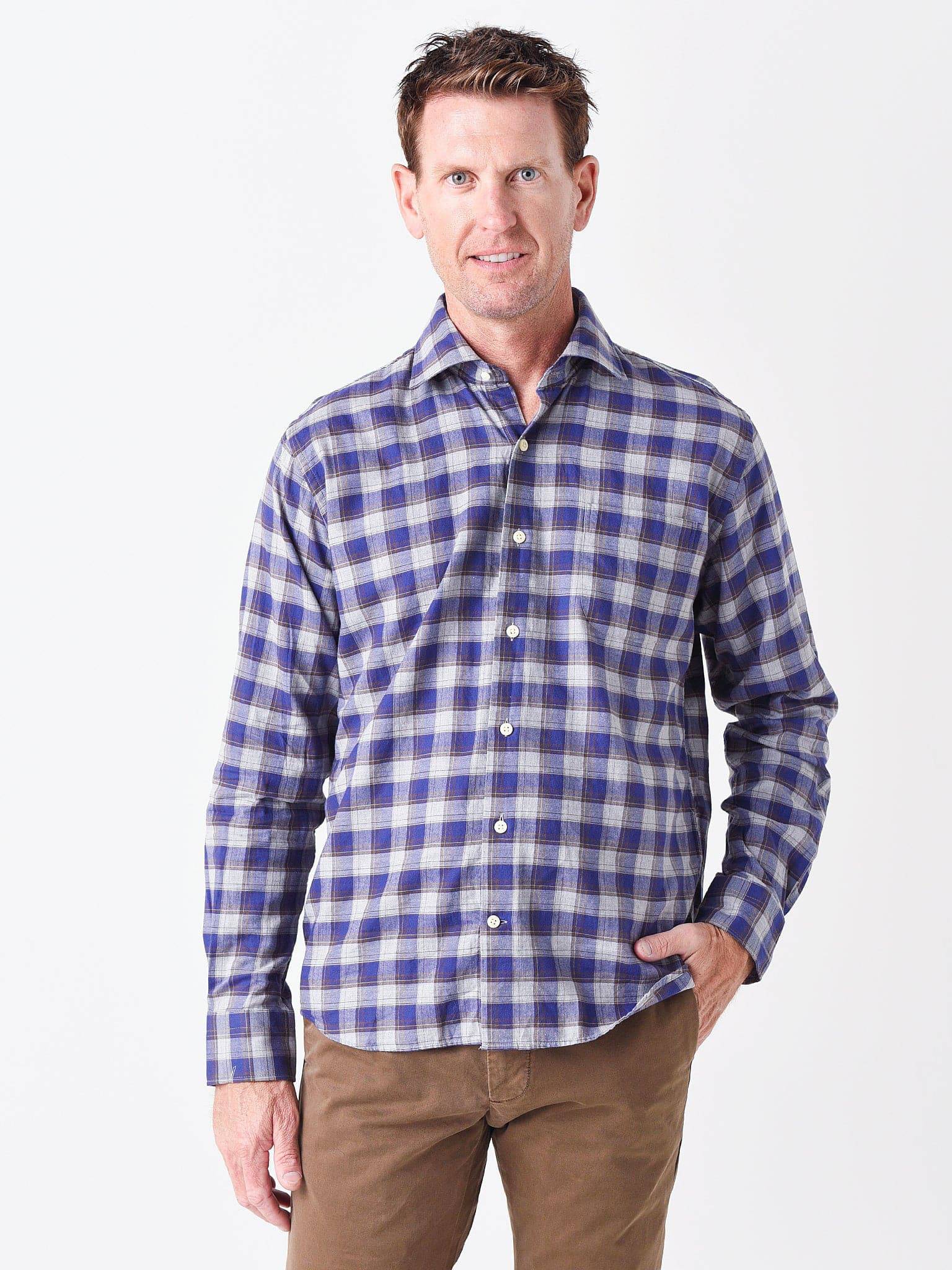 Peter Millar Crown Men's Autumn Soft Surrey Cotton Sport Shirt - Saint Bernard