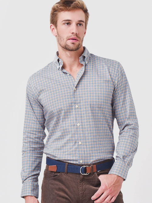 Peter Millar Crown Men's Crown Lite Mini-Check Cotton Sport Shirt